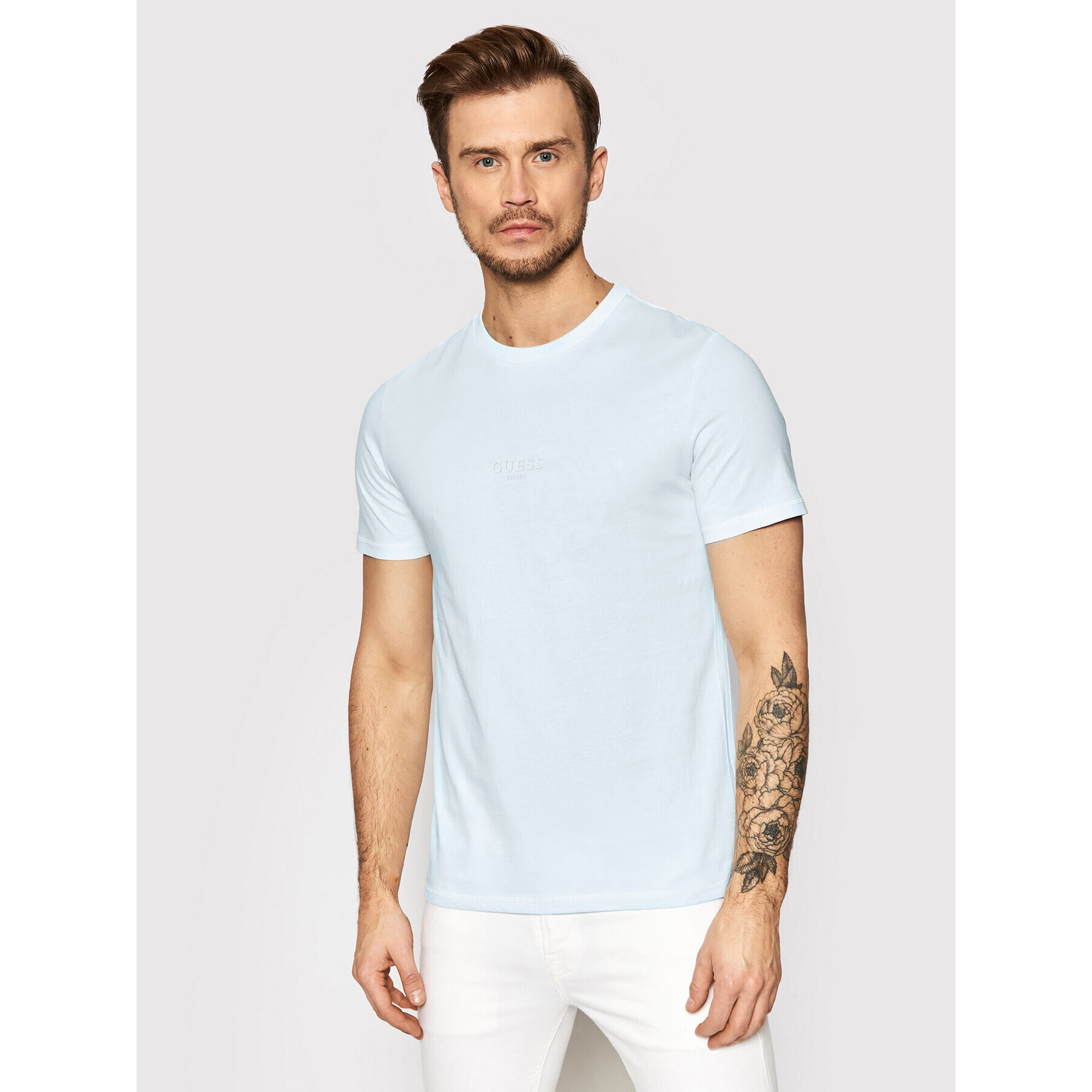 Guess Tricou M2GI10 I3Z11 Albastru Slim Fit - Pled.ro