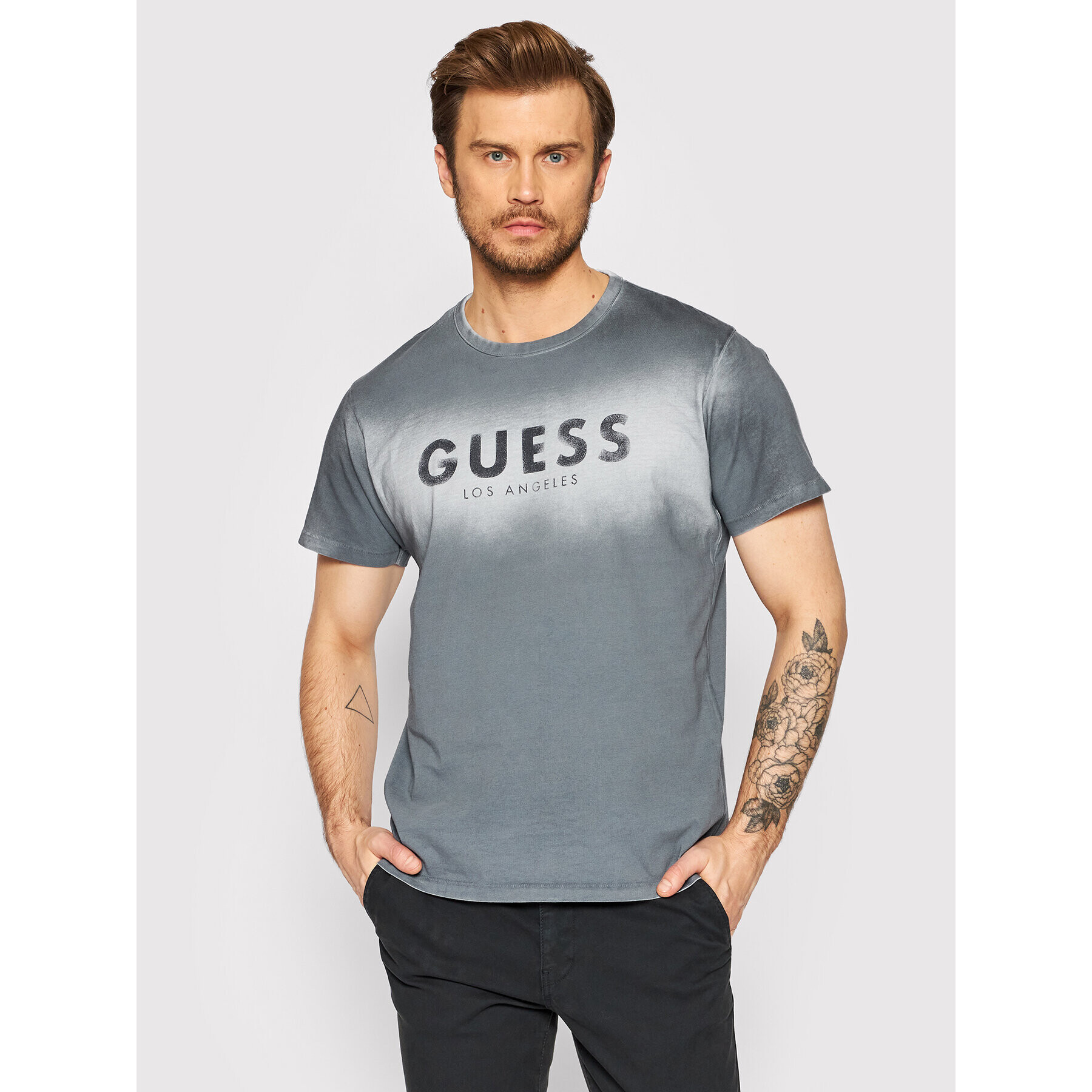 Guess Tricou M2GI26 K8FQ0 Gri Regular Fit - Pled.ro