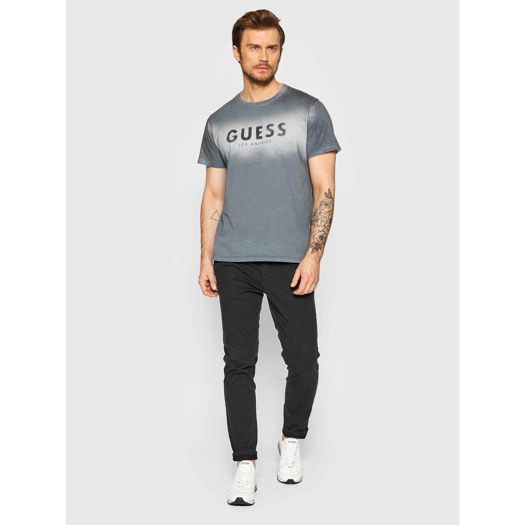 Guess Tricou M2GI26 K8FQ0 Gri Regular Fit - Pled.ro