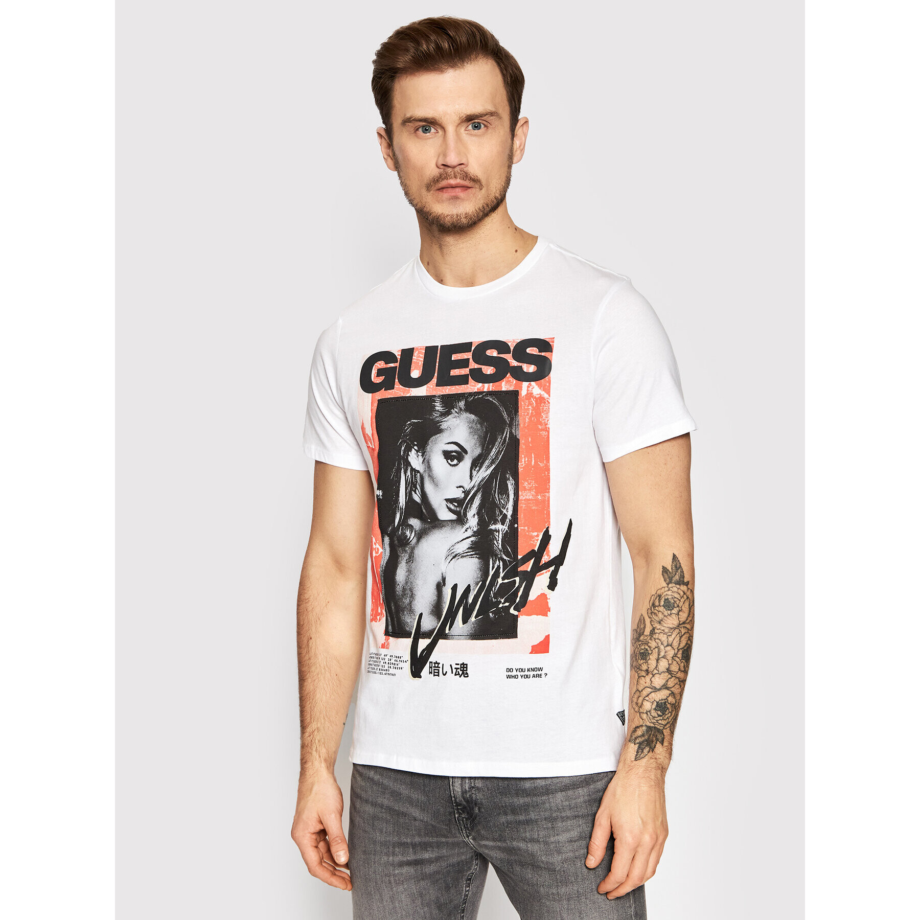 Guess Tricou M2GI31 K9RM1 Alb Regular Fit - Pled.ro