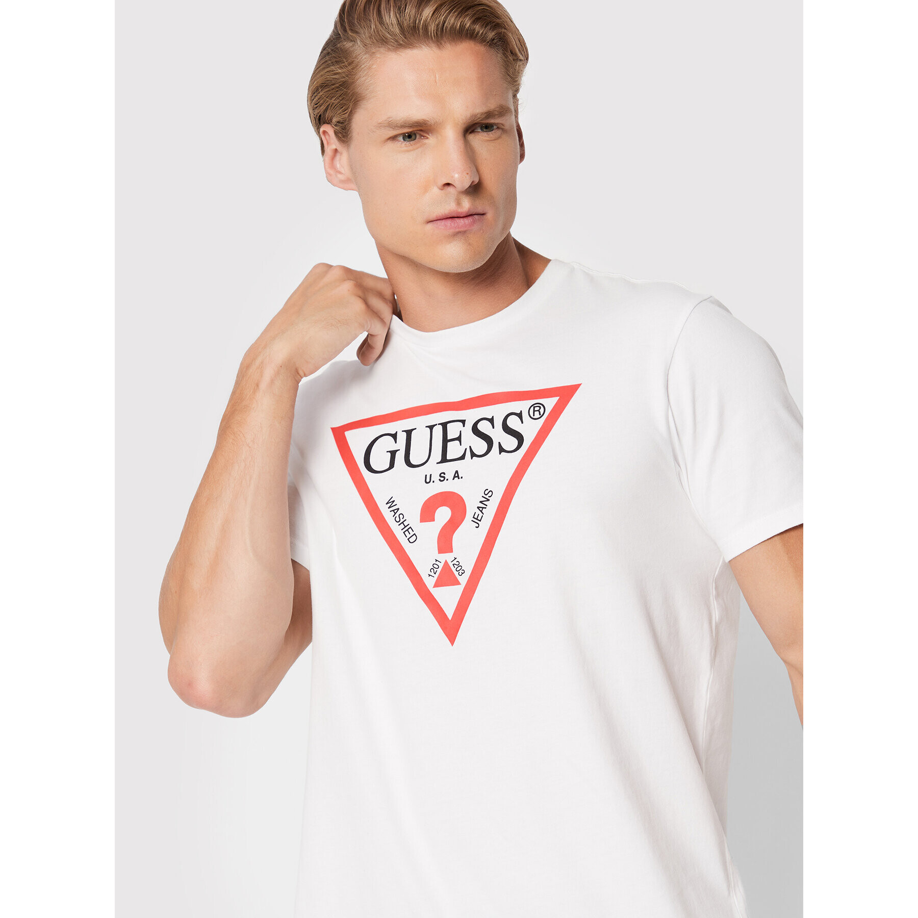 Guess Tricou M2GI68 KBA60 Alb Regular Fit - Pled.ro