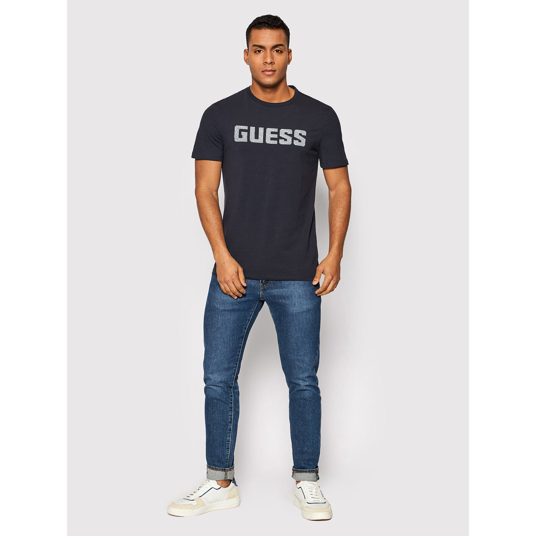 Guess Tricou M2RI17 J1311 Bleumarin Slim Fit - Pled.ro