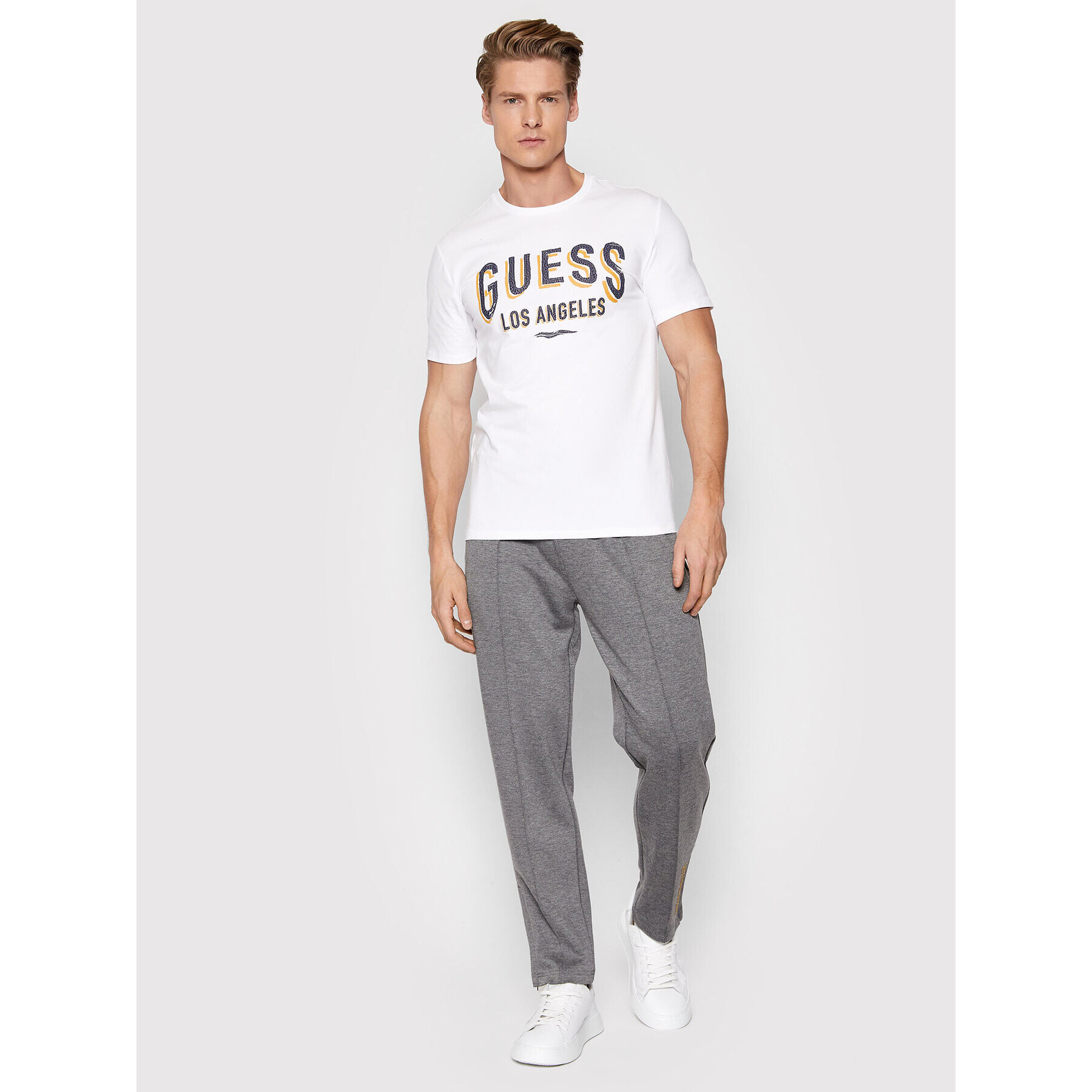 Guess Tricou M2RI18 J1311 Alb Slim Fit - Pled.ro