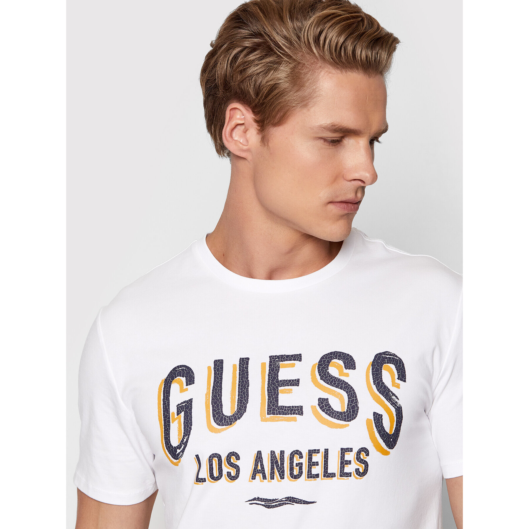 Guess Tricou M2RI18 J1311 Alb Slim Fit - Pled.ro