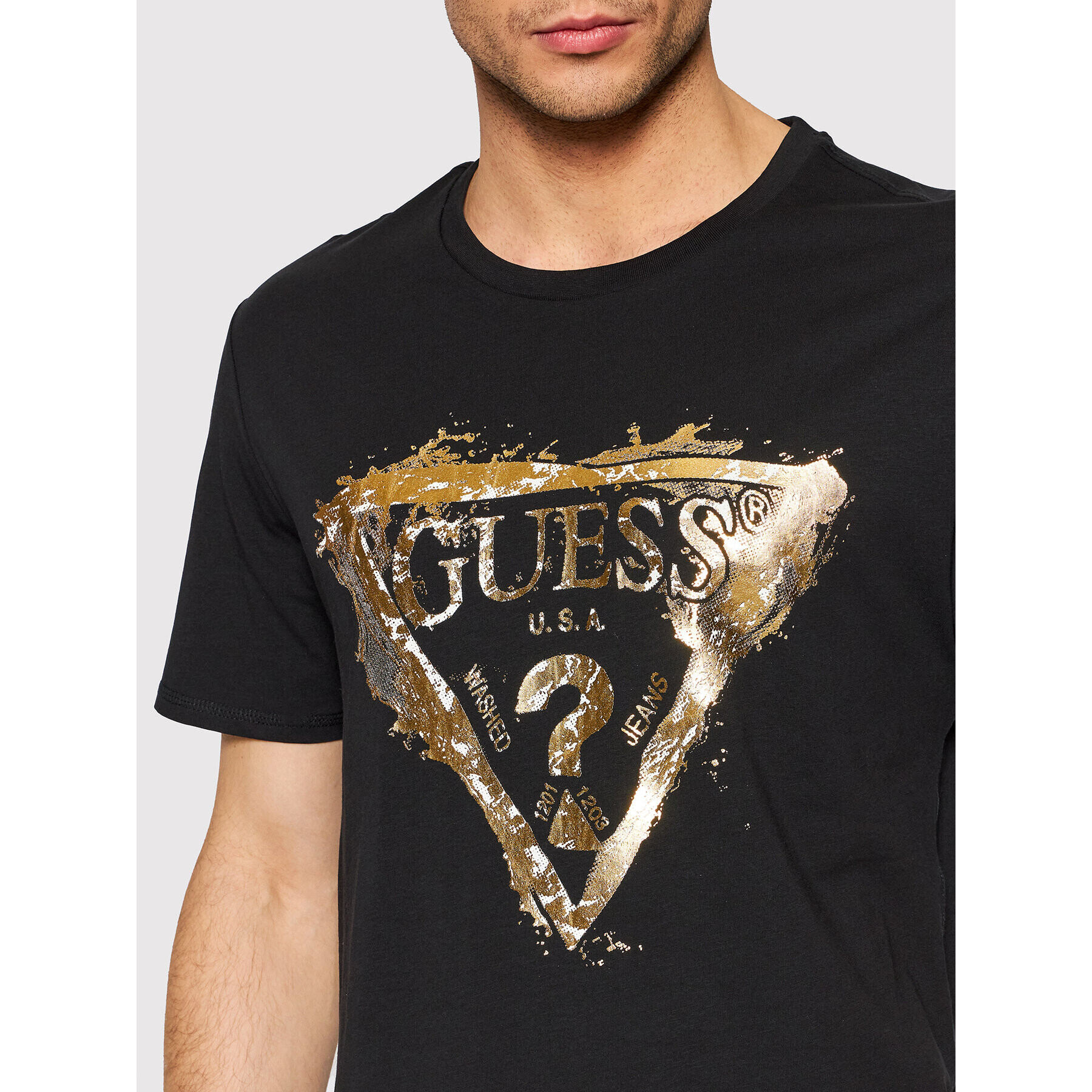 Guess Tricou M2RI20 J1311 Negru Slim Fit - Pled.ro