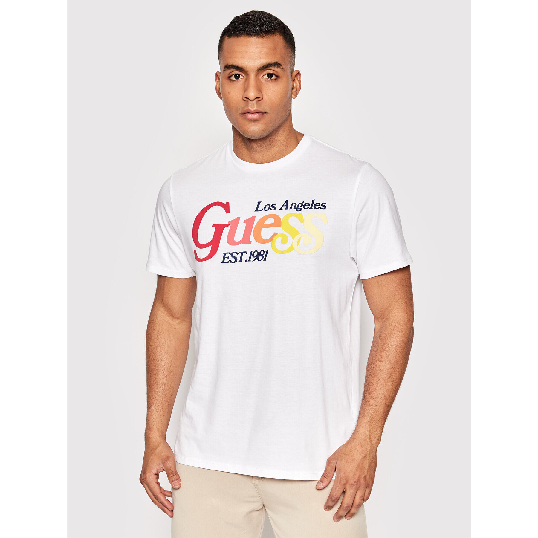 Guess Tricou M2YI07 K9RM1 Alb Regular Fit - Pled.ro