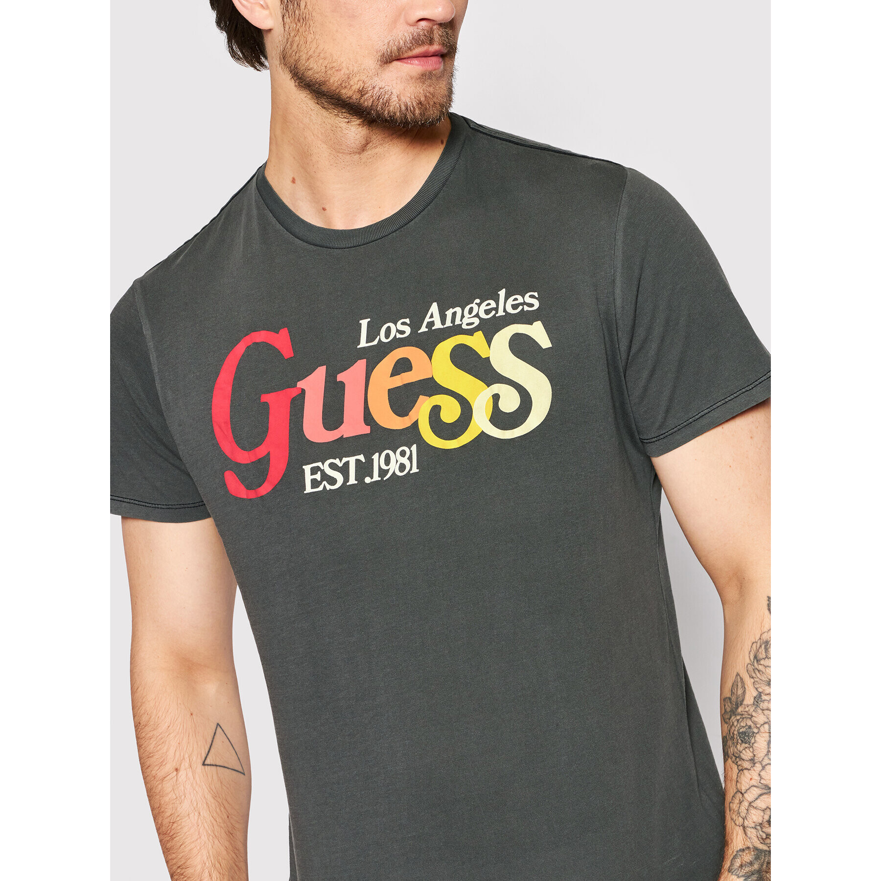 Guess Tricou M2YI07 K9RM1 Gri Regular Fit - Pled.ro