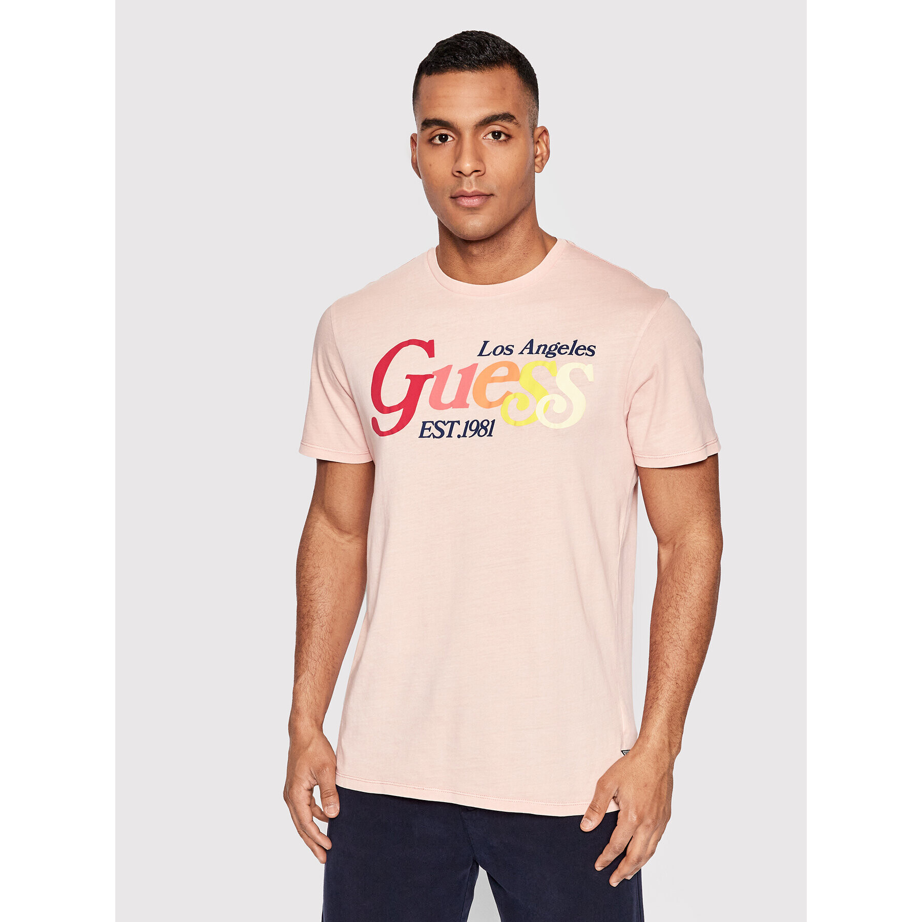 Guess Tricou M2YI07 K9RM1 Roz Regular Fit - Pled.ro