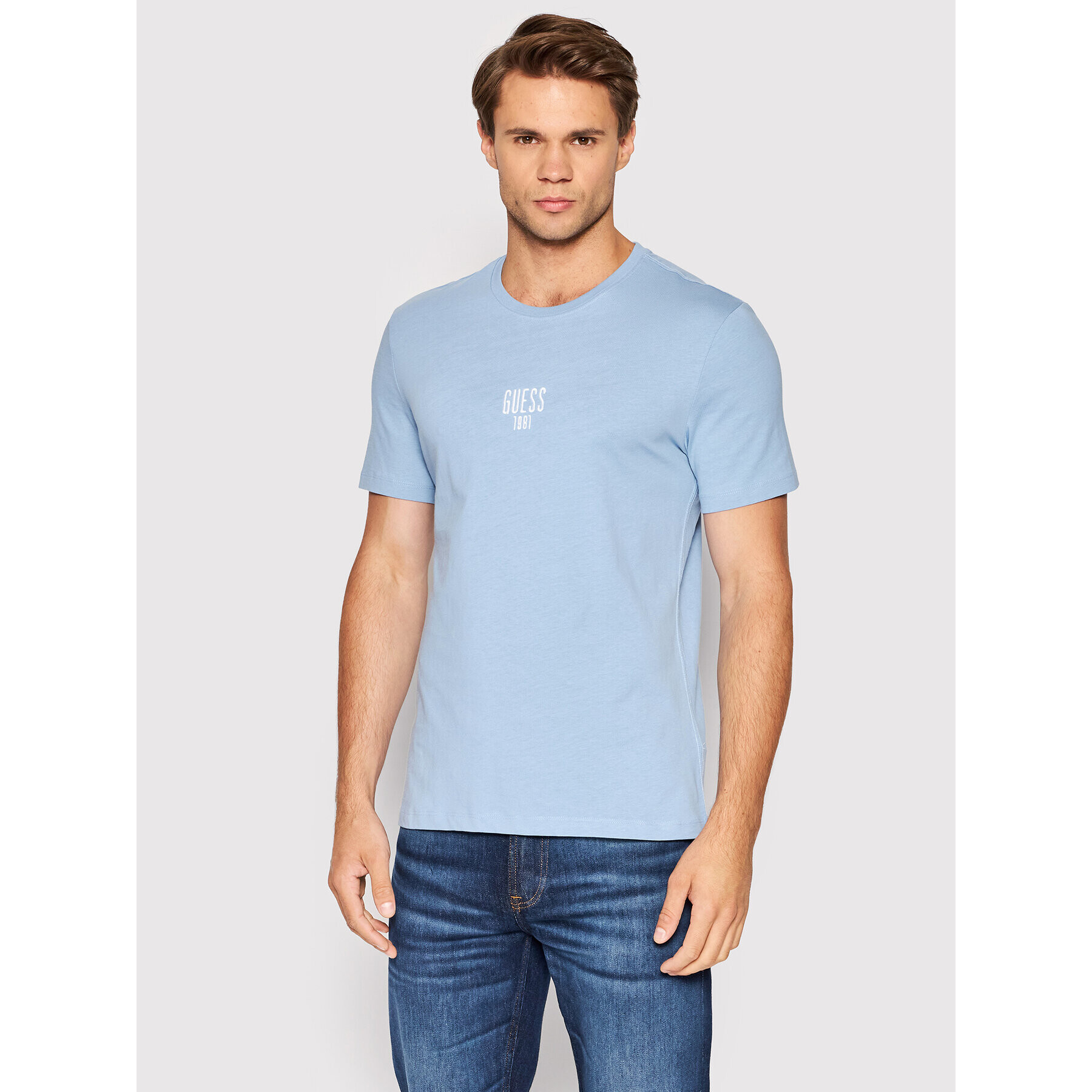 Guess Tricou M2YI18 I3Z11 Albastru Slim Fit - Pled.ro