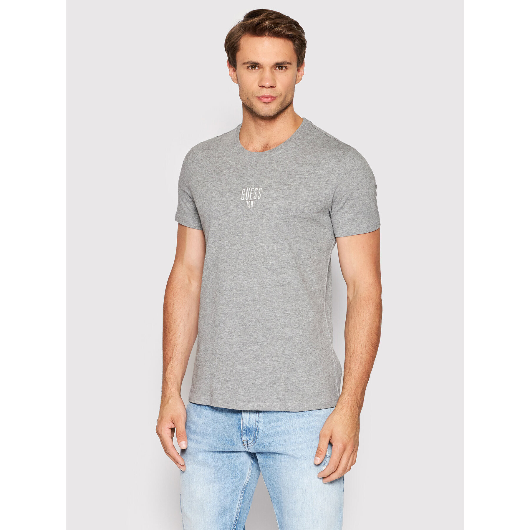 Guess Tricou M2YI18 I3Z11 Gri Slim Fit - Pled.ro