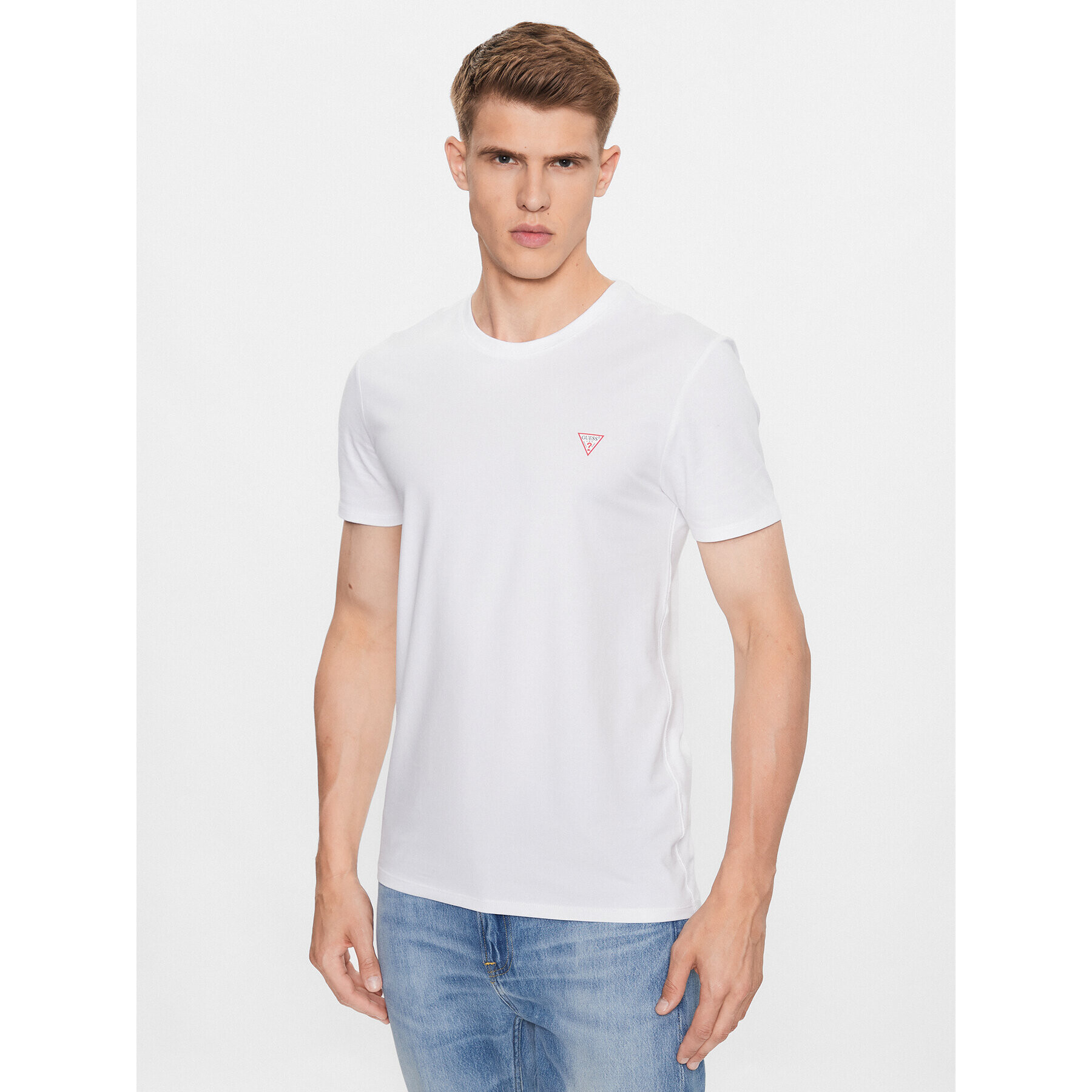 Guess Tricou M2YI24 J1314 Alb Slim Fit - Pled.ro