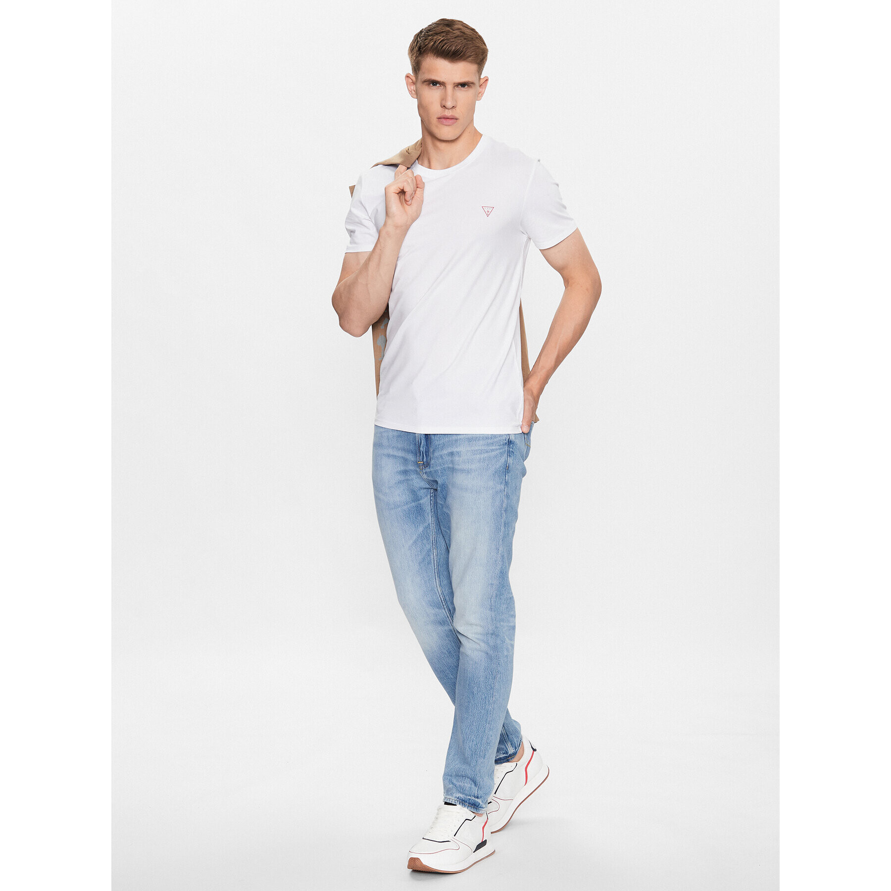 Guess Tricou M2YI24 J1314 Alb Slim Fit - Pled.ro