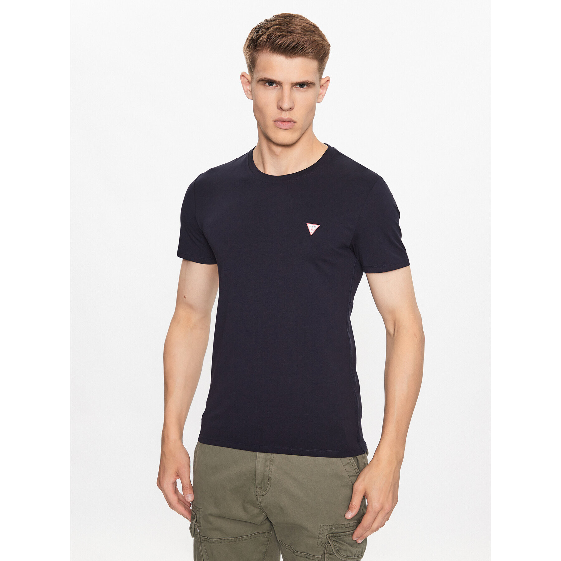 Guess Tricou M2YI24 J1314 Bleumarin Slim Fit - Pled.ro