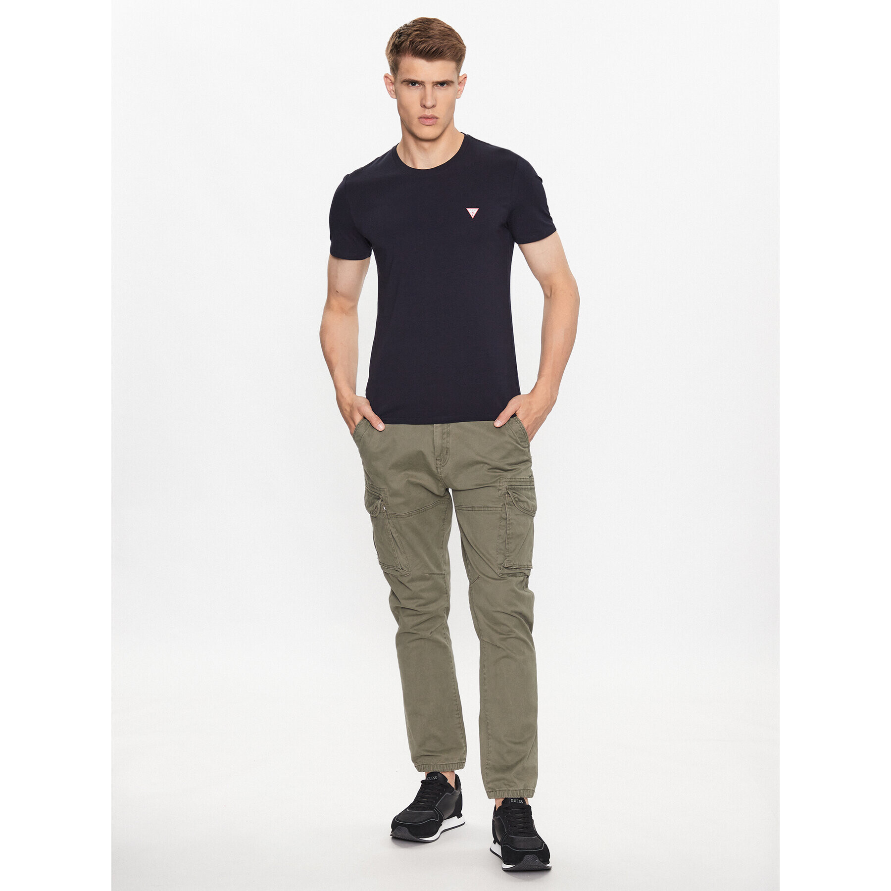 Guess Tricou M2YI24 J1314 Bleumarin Slim Fit - Pled.ro