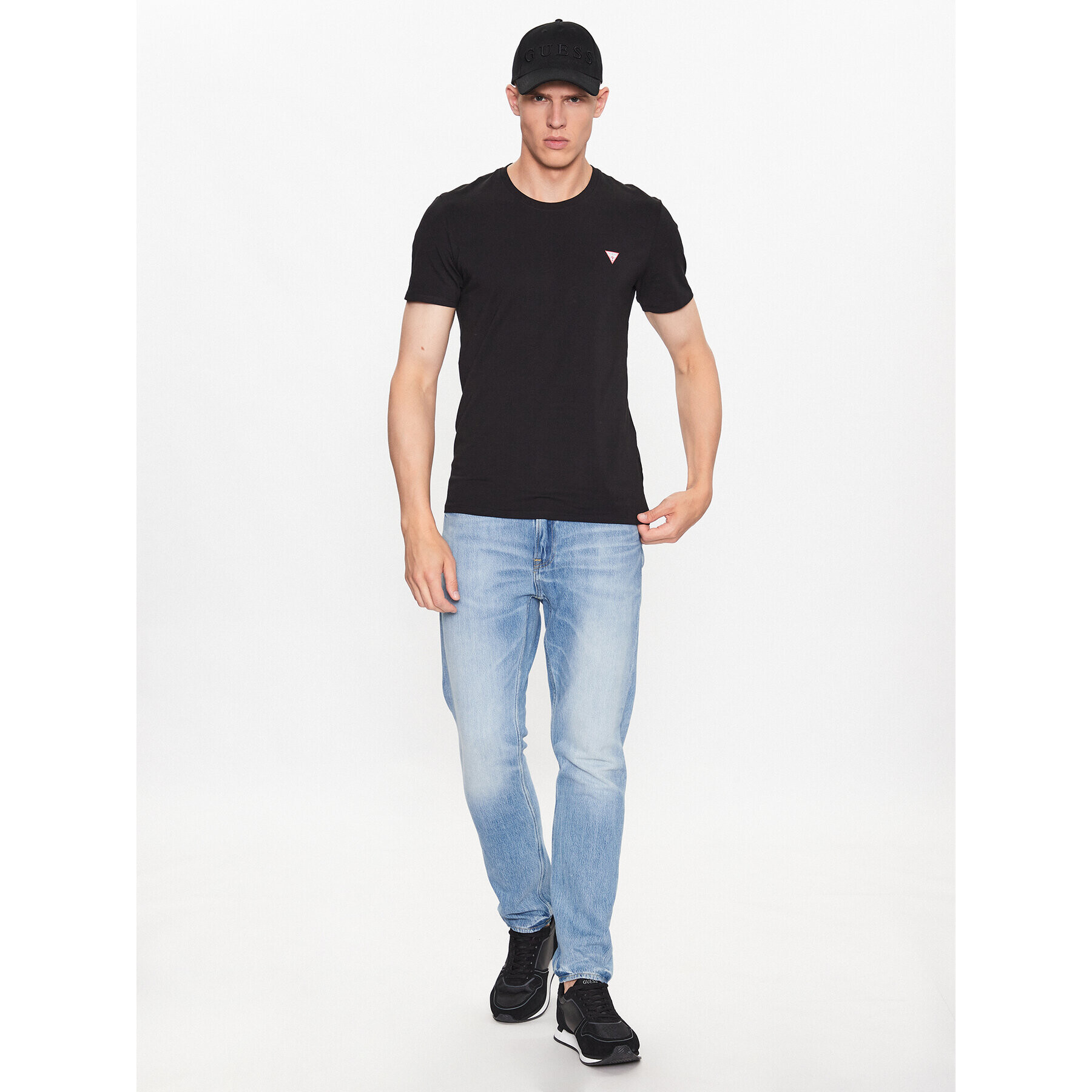 Guess Tricou M2YI24 J1314 Negru Slim Fit - Pled.ro