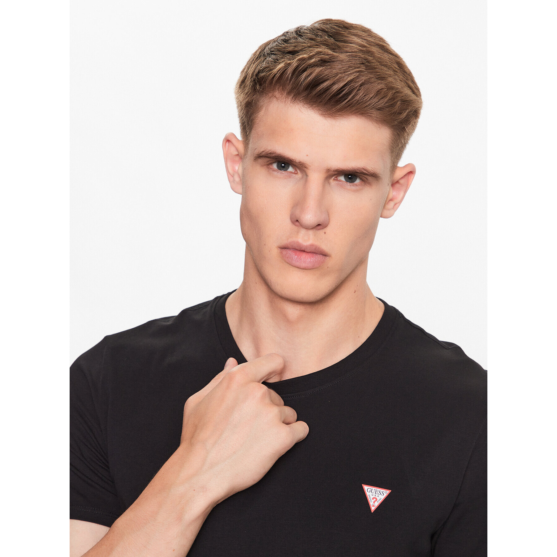 Guess Tricou M2YI24 J1314 Negru Slim Fit - Pled.ro