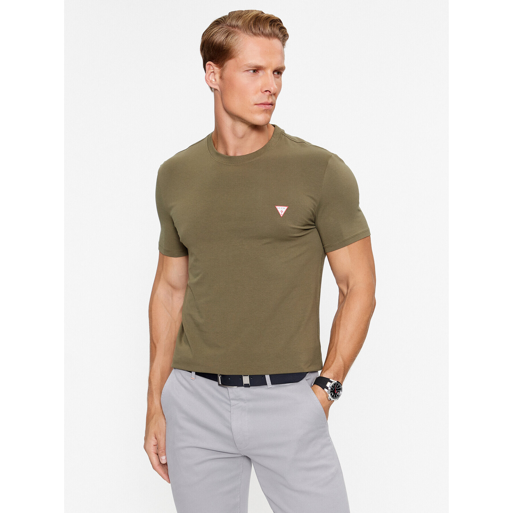 Guess Tricou M2YI24 J1314 Verde Slim Fit - Pled.ro