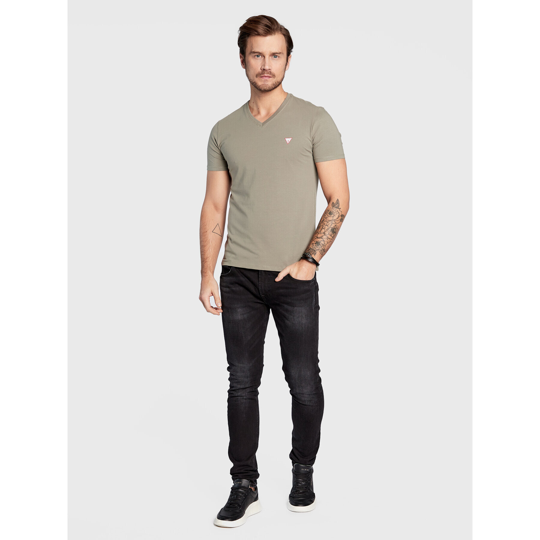 Guess Tricou M2YI32 J1311 Verde Slim Fit - Pled.ro