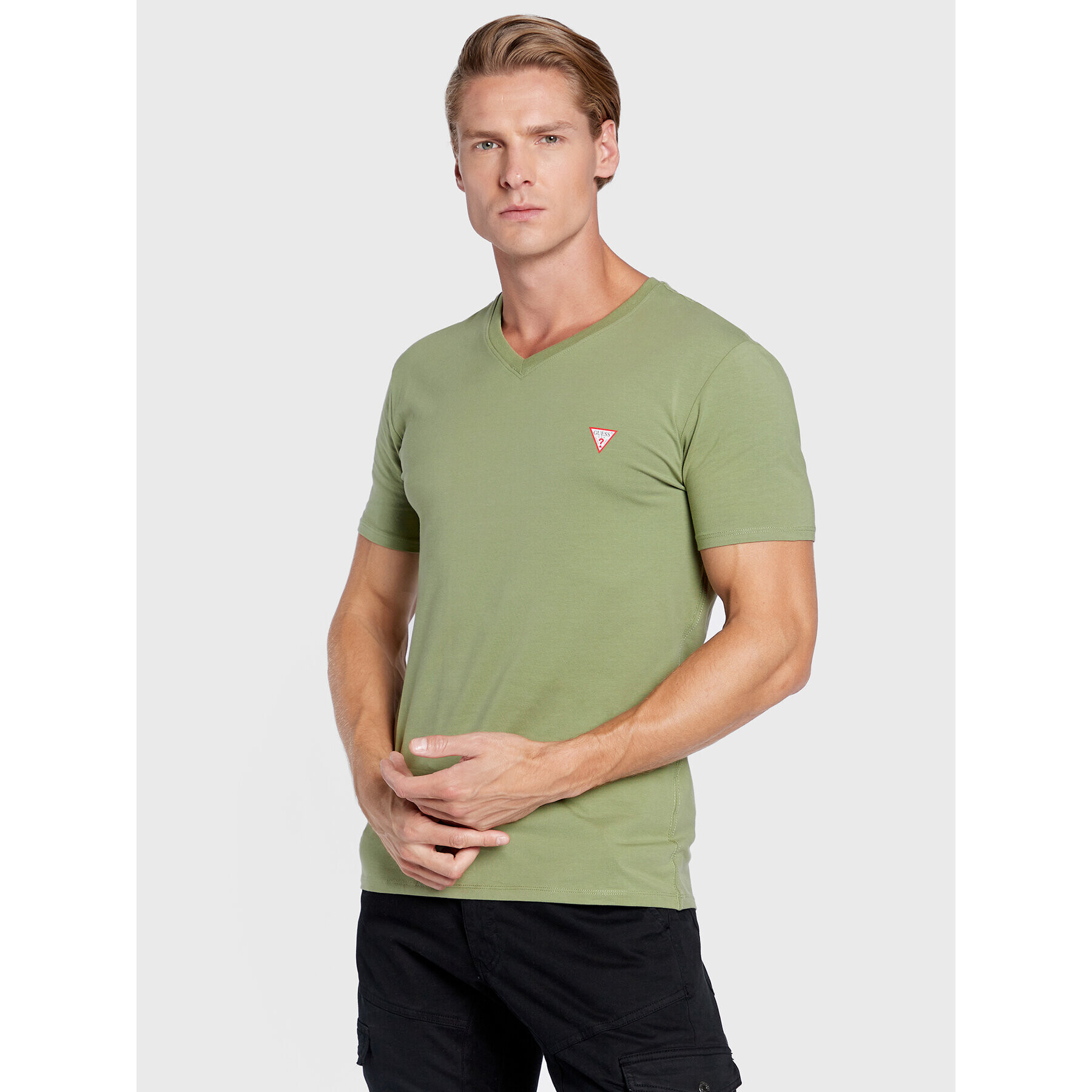 Guess Tricou M2YI32 J1311 Verde Super Slim Fit - Pled.ro