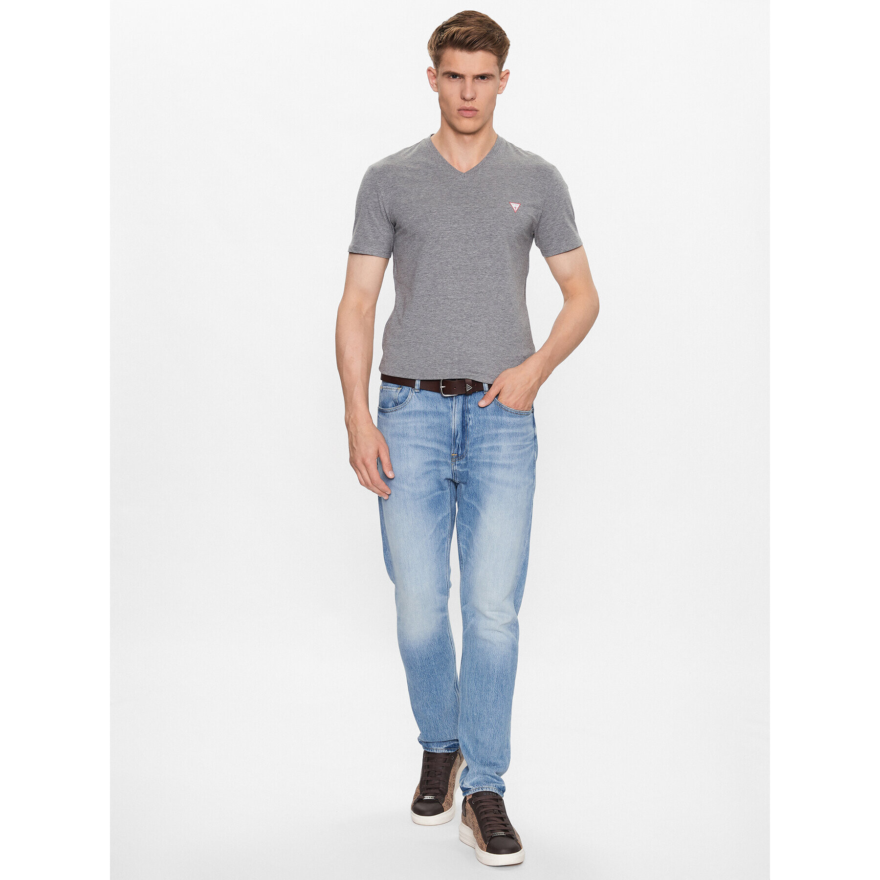 Guess Tricou M2YI32 J1314 Gri Slim Fit - Pled.ro