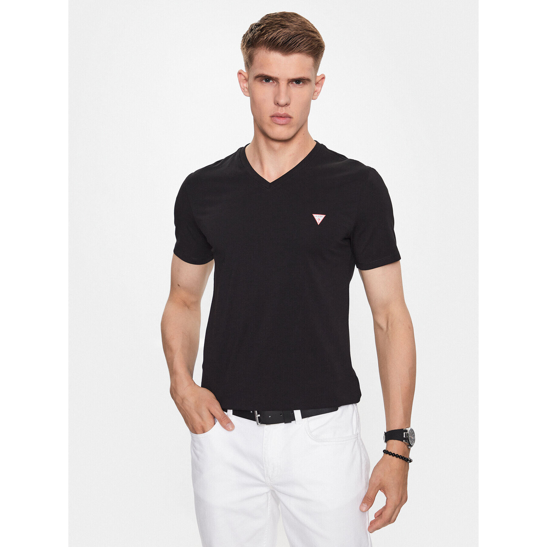 Guess Tricou M2YI32 J1314 Negru Slim Fit - Pled.ro