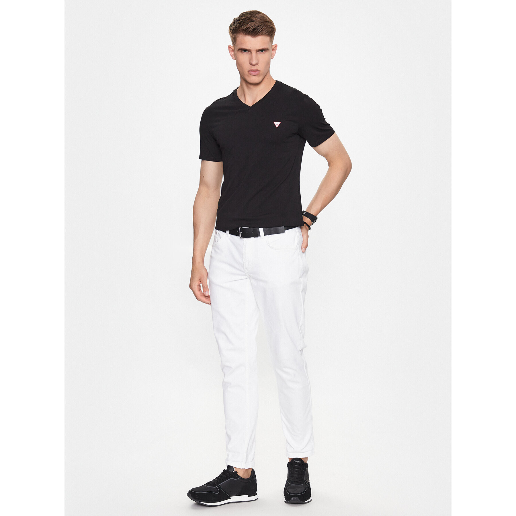 Guess Tricou M2YI32 J1314 Negru Slim Fit - Pled.ro