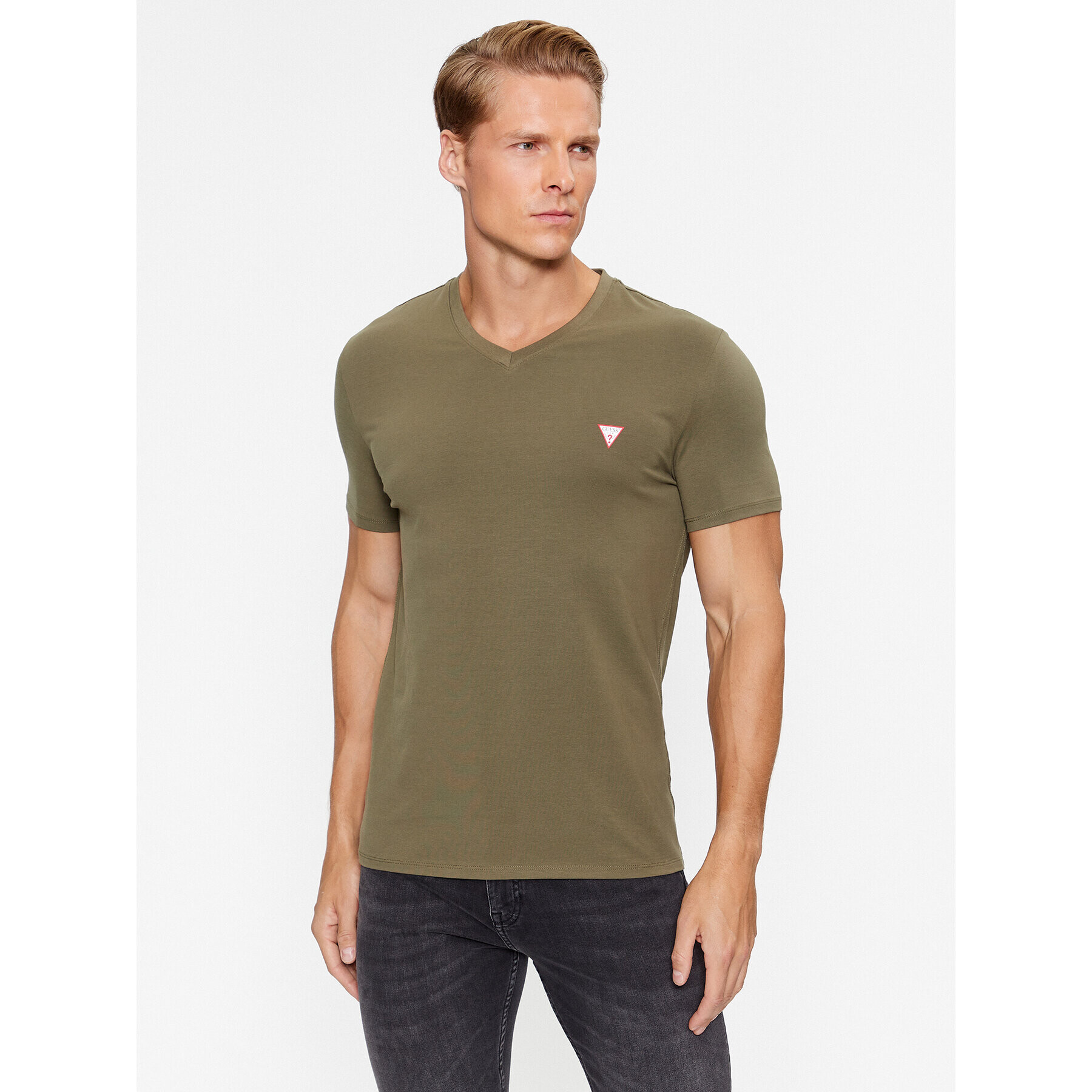 Guess Tricou M2YI32 J1314 Verde Slim Fit - Pled.ro