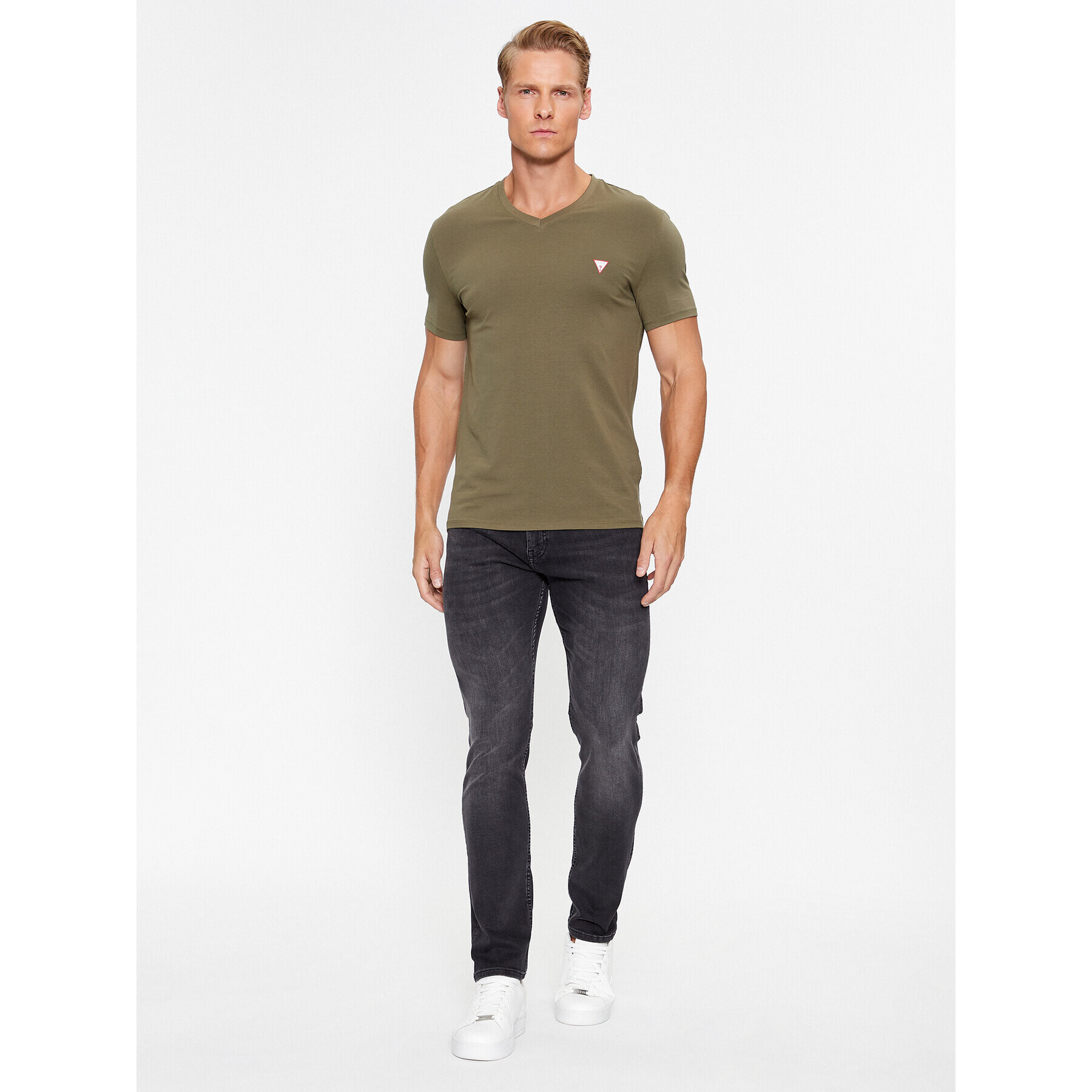 Guess Tricou M2YI32 J1314 Verde Slim Fit - Pled.ro