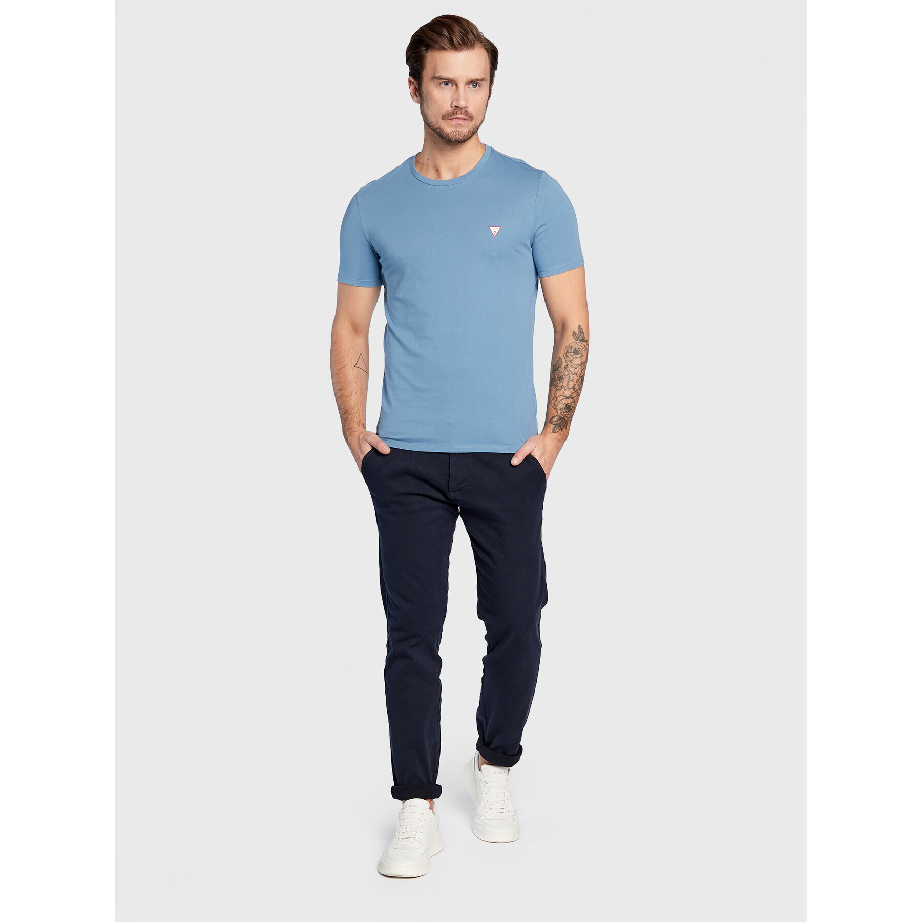 Guess Tricou M2YI36 I3Z11 Albastru Slim Fit - Pled.ro