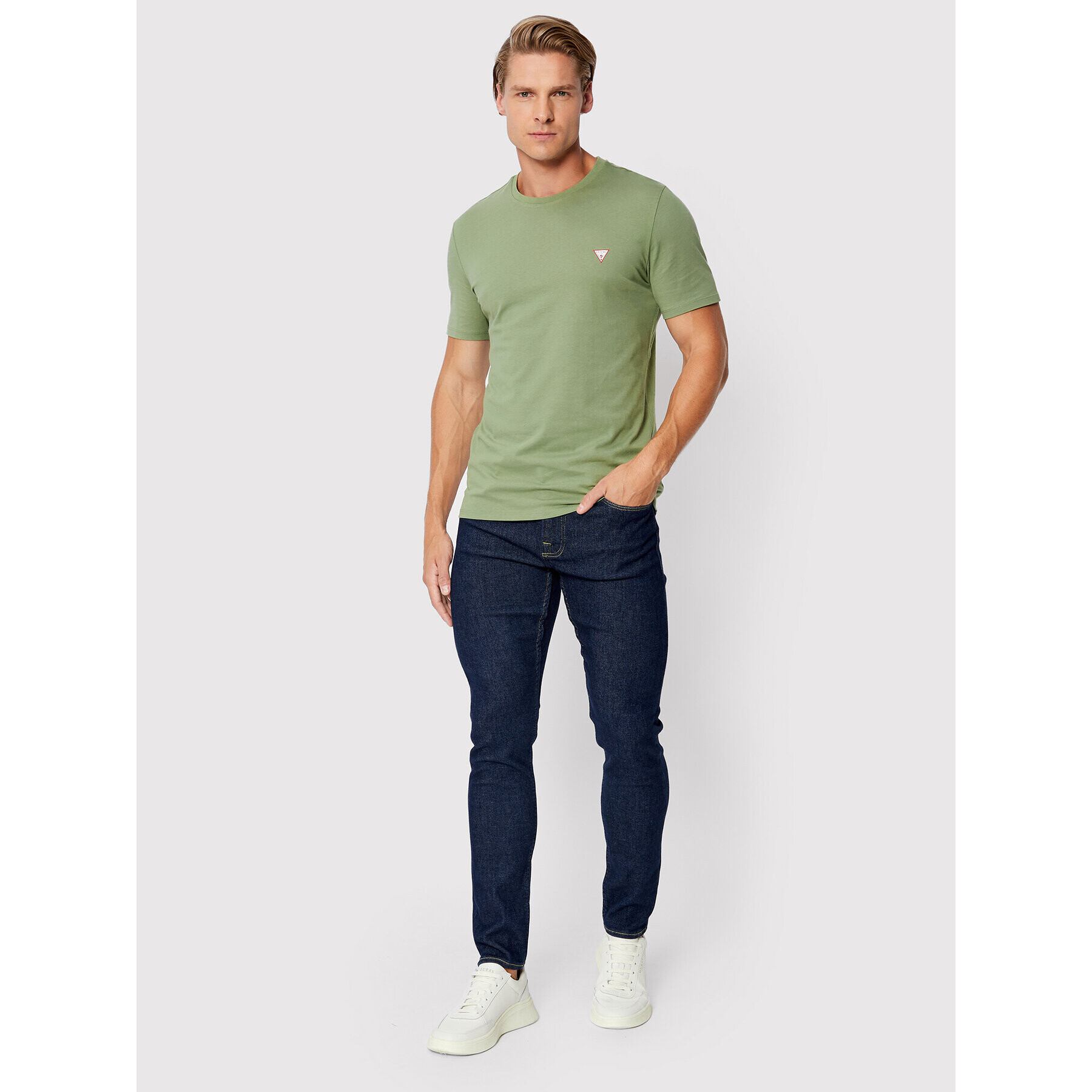 Guess Tricou M2YI36 I3Z11 Verde Slim Fit - Pled.ro