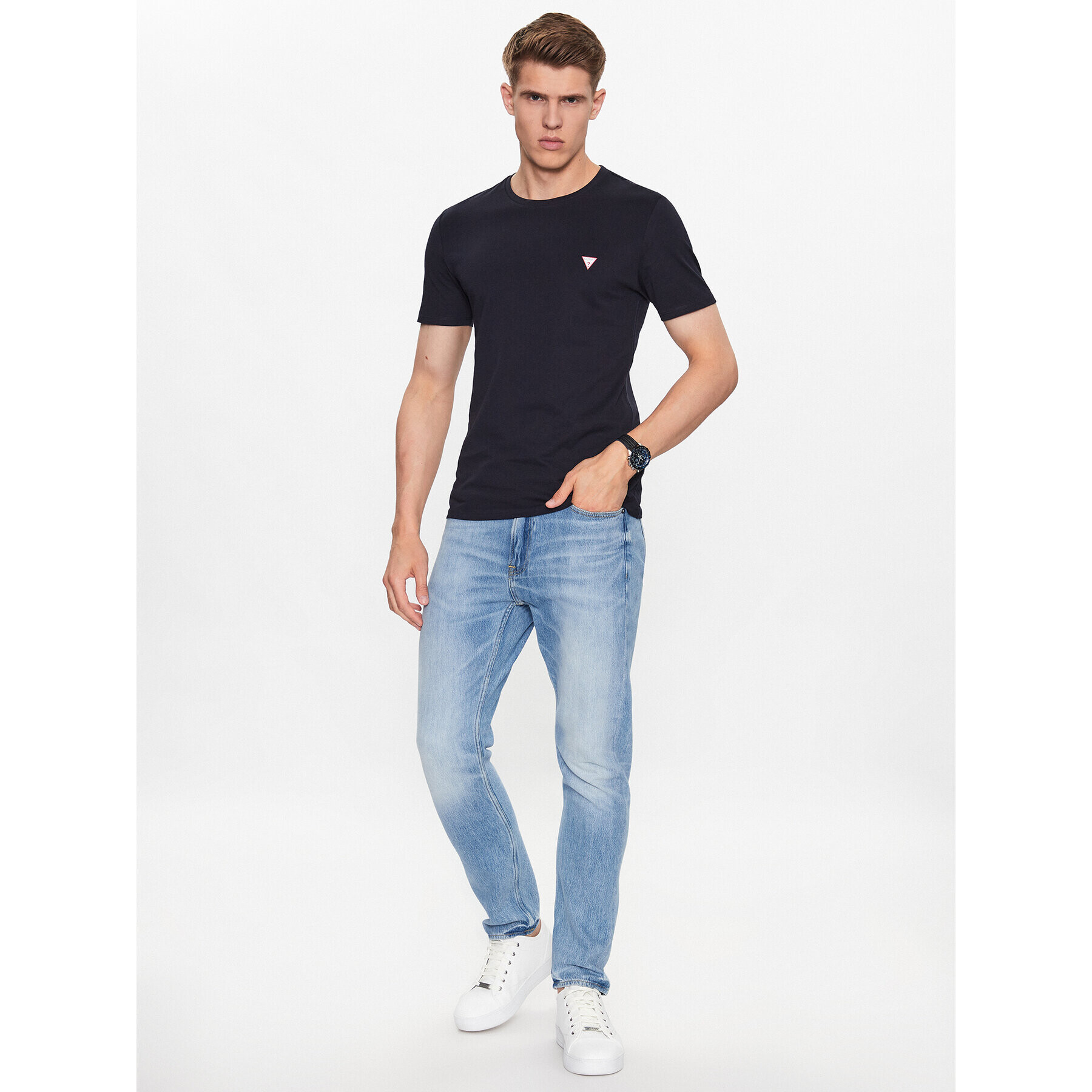 Guess Tricou M2YI36 I3Z14 Bleumarin Slim Fit - Pled.ro