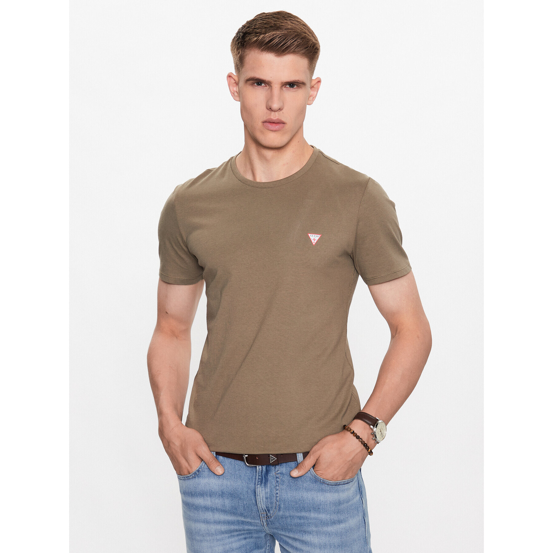 Guess Tricou M2YI36 I3Z14 Verde Slim Fit - Pled.ro