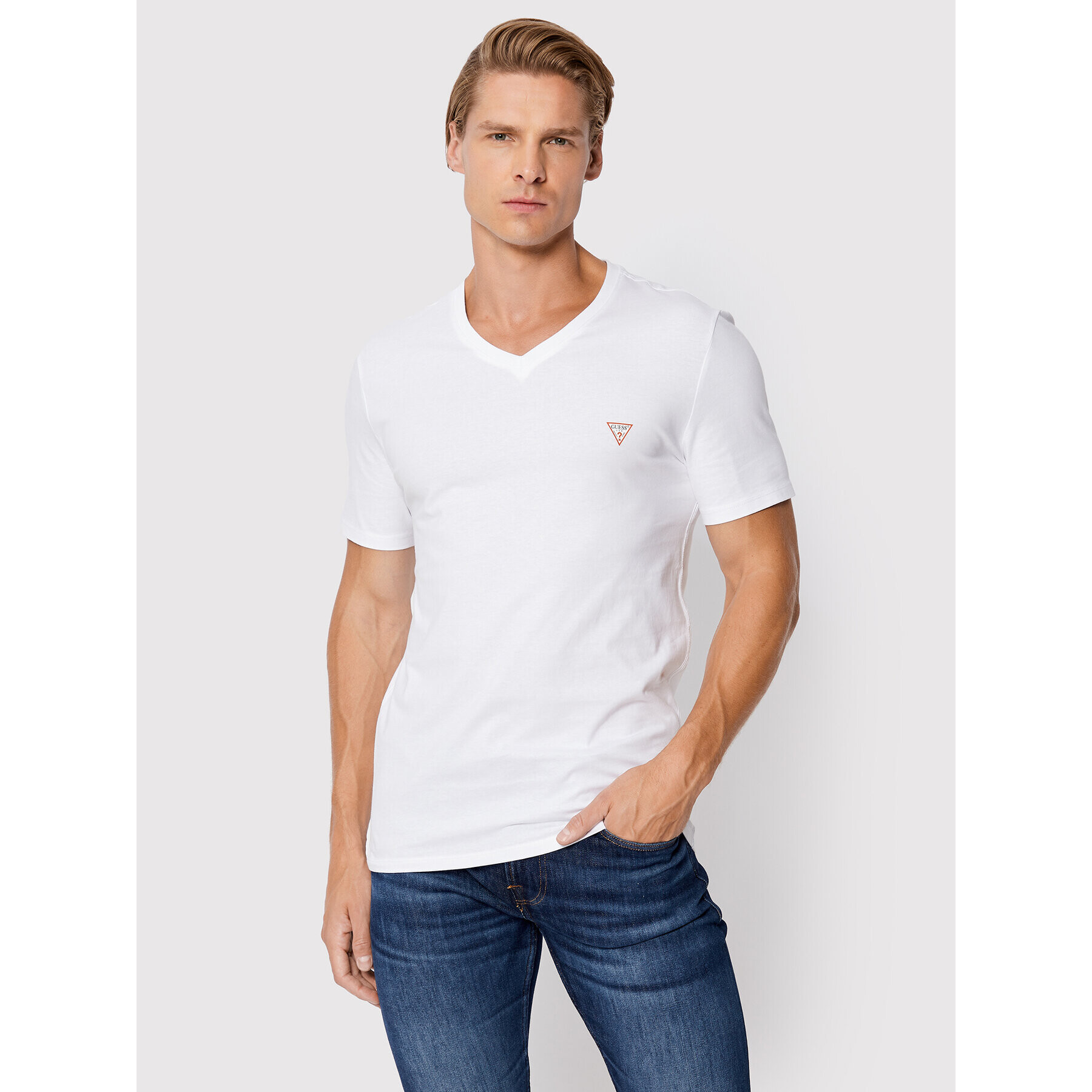 Guess Tricou M2YI37 I3Z11 Alb Slim Fit - Pled.ro