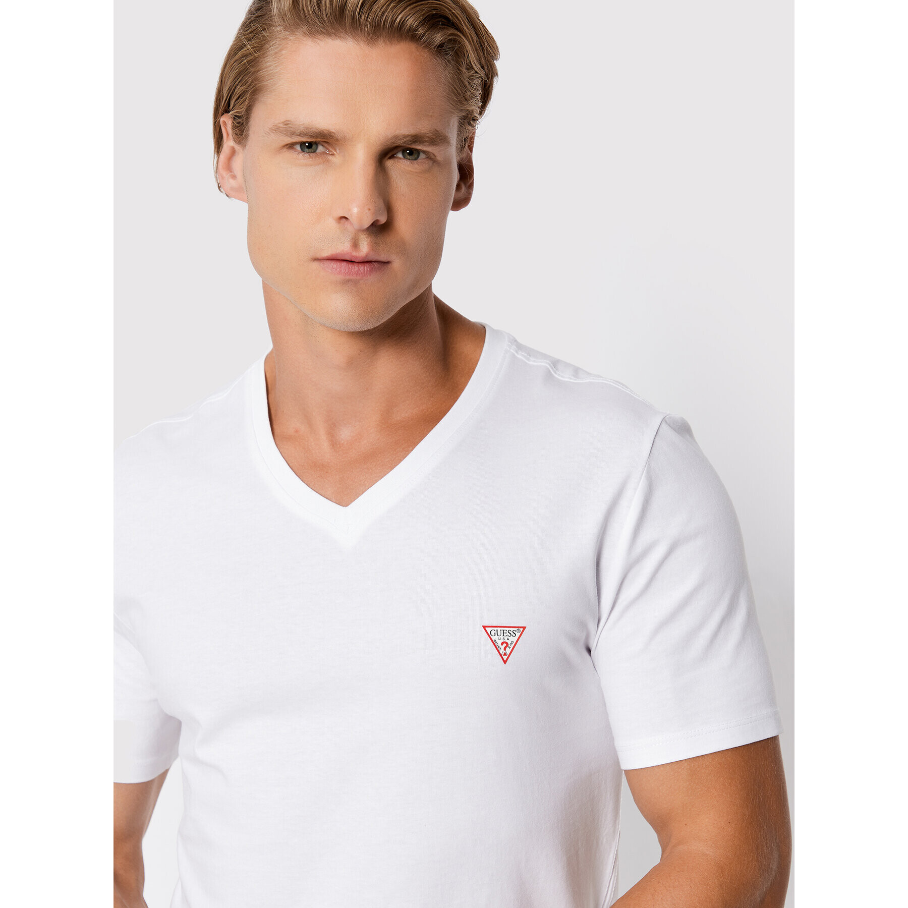 Guess Tricou M2YI37 I3Z11 Alb Slim Fit - Pled.ro