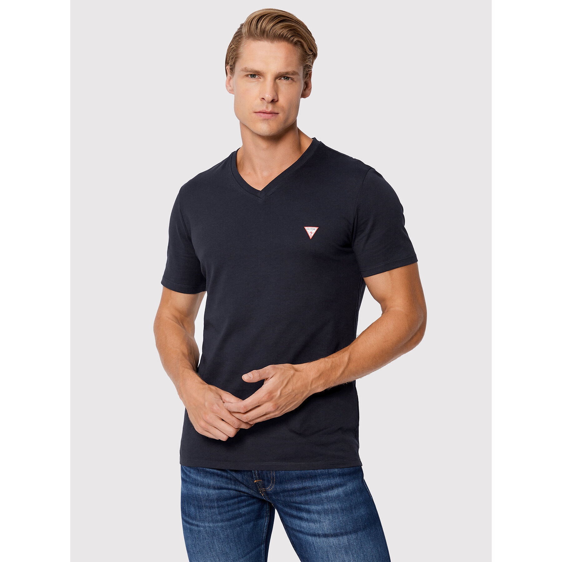 Guess Tricou M2YI37 I3Z11 Bleumarin Slim Fit - Pled.ro