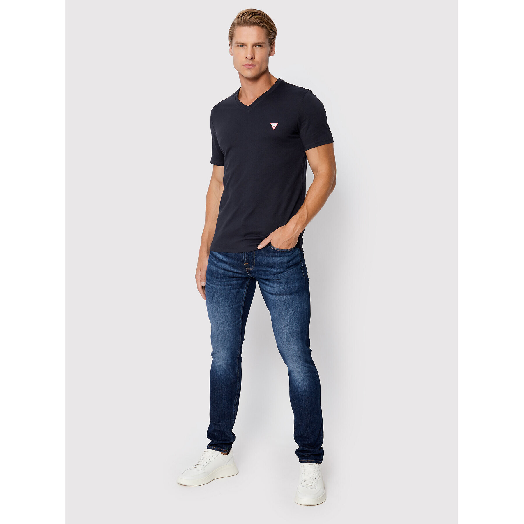 Guess Tricou M2YI37 I3Z11 Bleumarin Slim Fit - Pled.ro