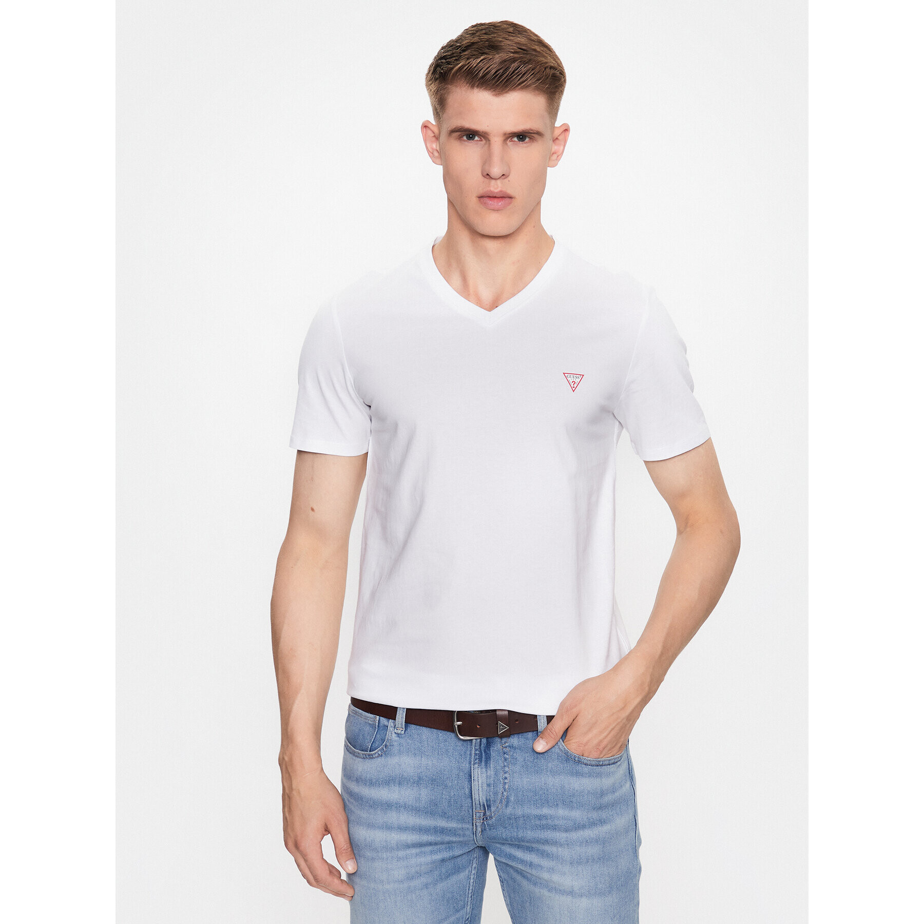 Guess Tricou M2YI37 I3Z14 Alb Slim Fit - Pled.ro