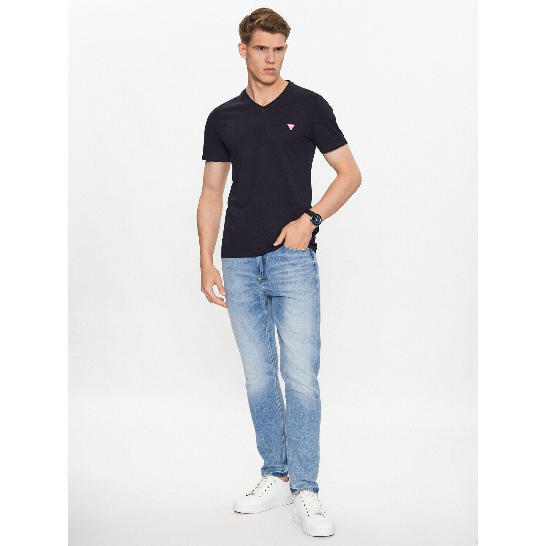 Guess Tricou M2YI37 I3Z14 Bleumarin Slim Fit - Pled.ro