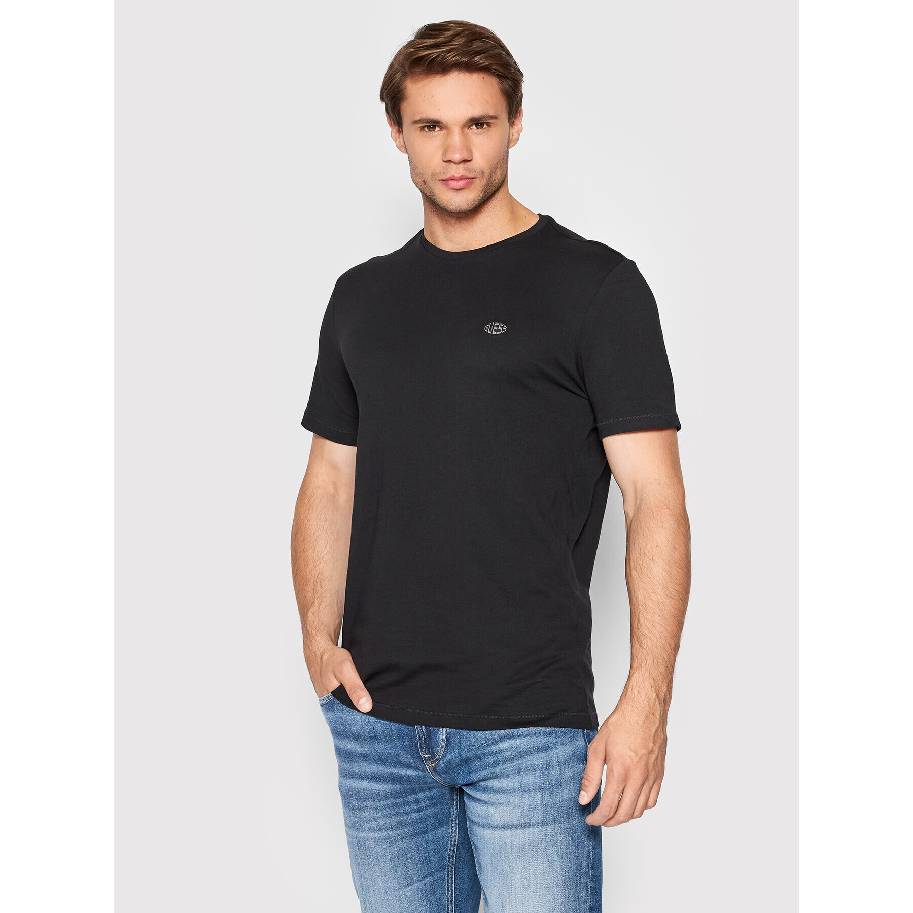 Guess Tricou M2YI40 KB7N1 Negru Slim Fit - Pled.ro