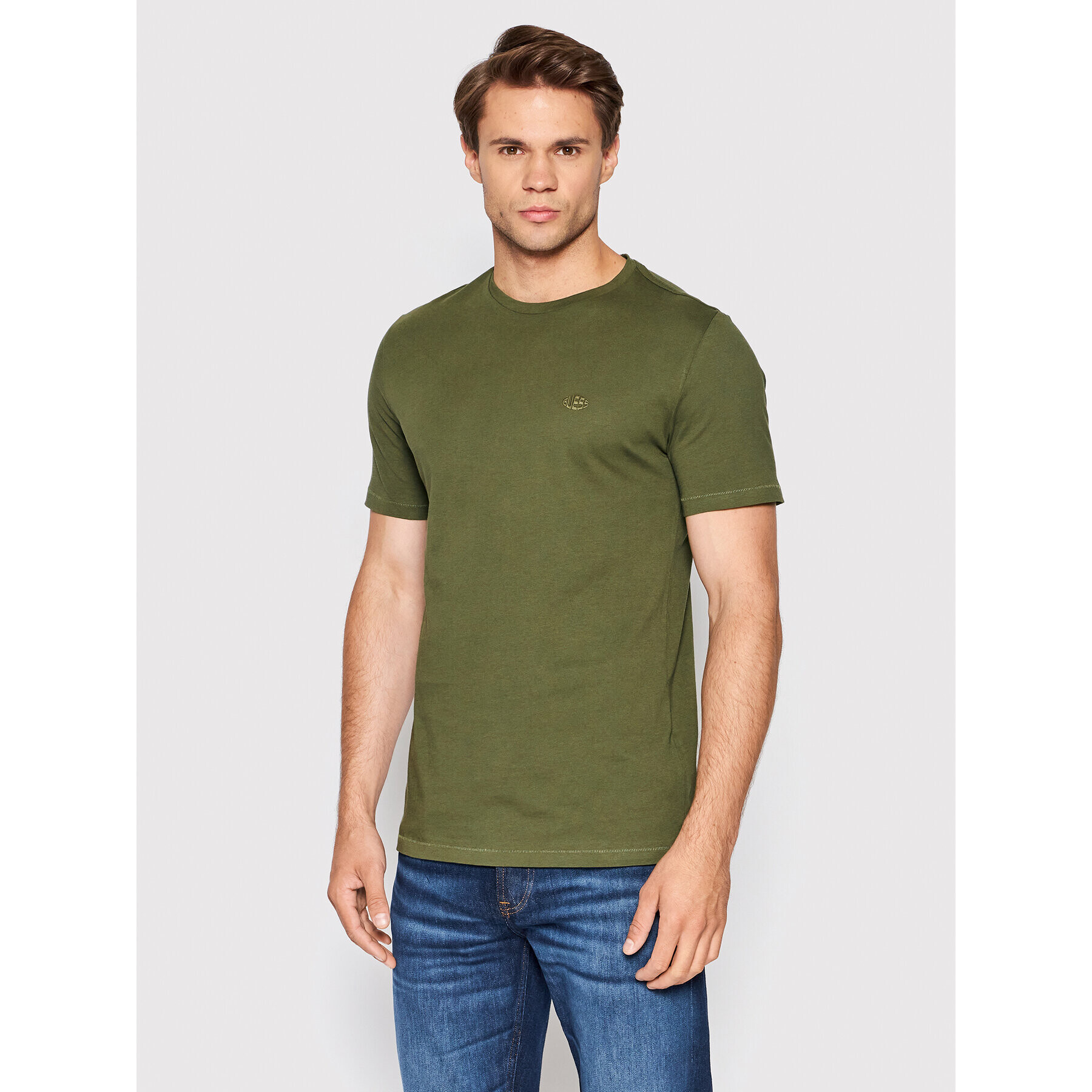 Guess Tricou M2YI40 KB7N1 Verde Slim Fit - Pled.ro