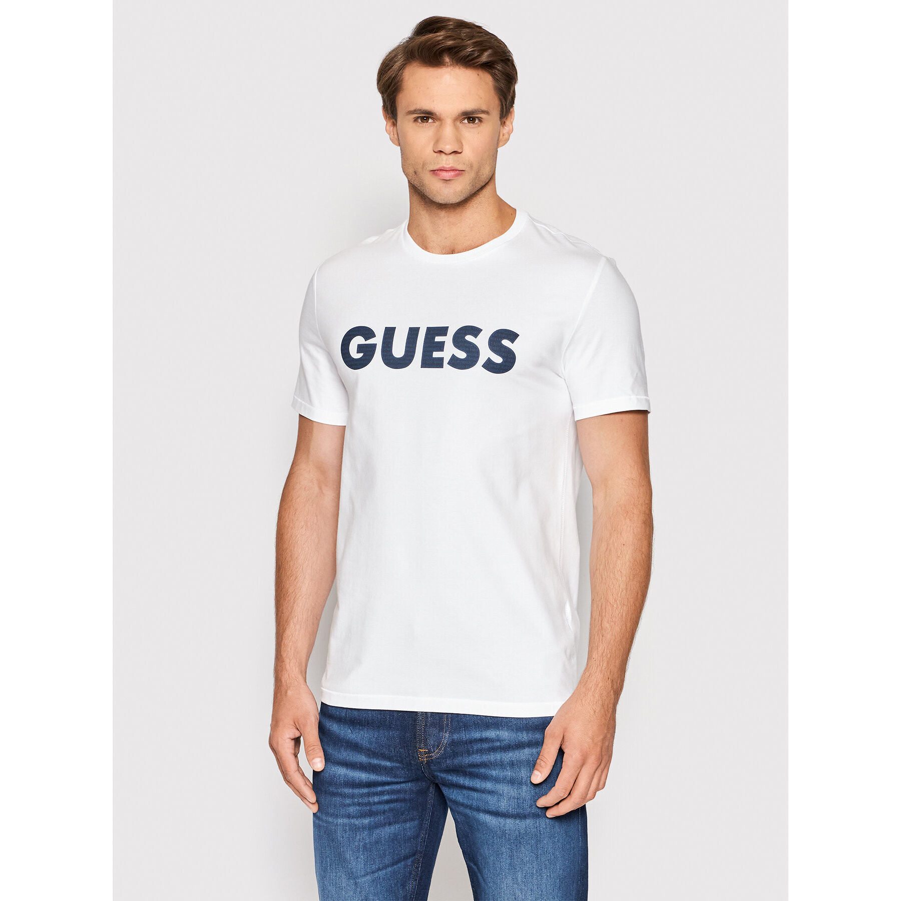 Guess Tricou M2YI42 J1311 Alb Slim Fit - Pled.ro