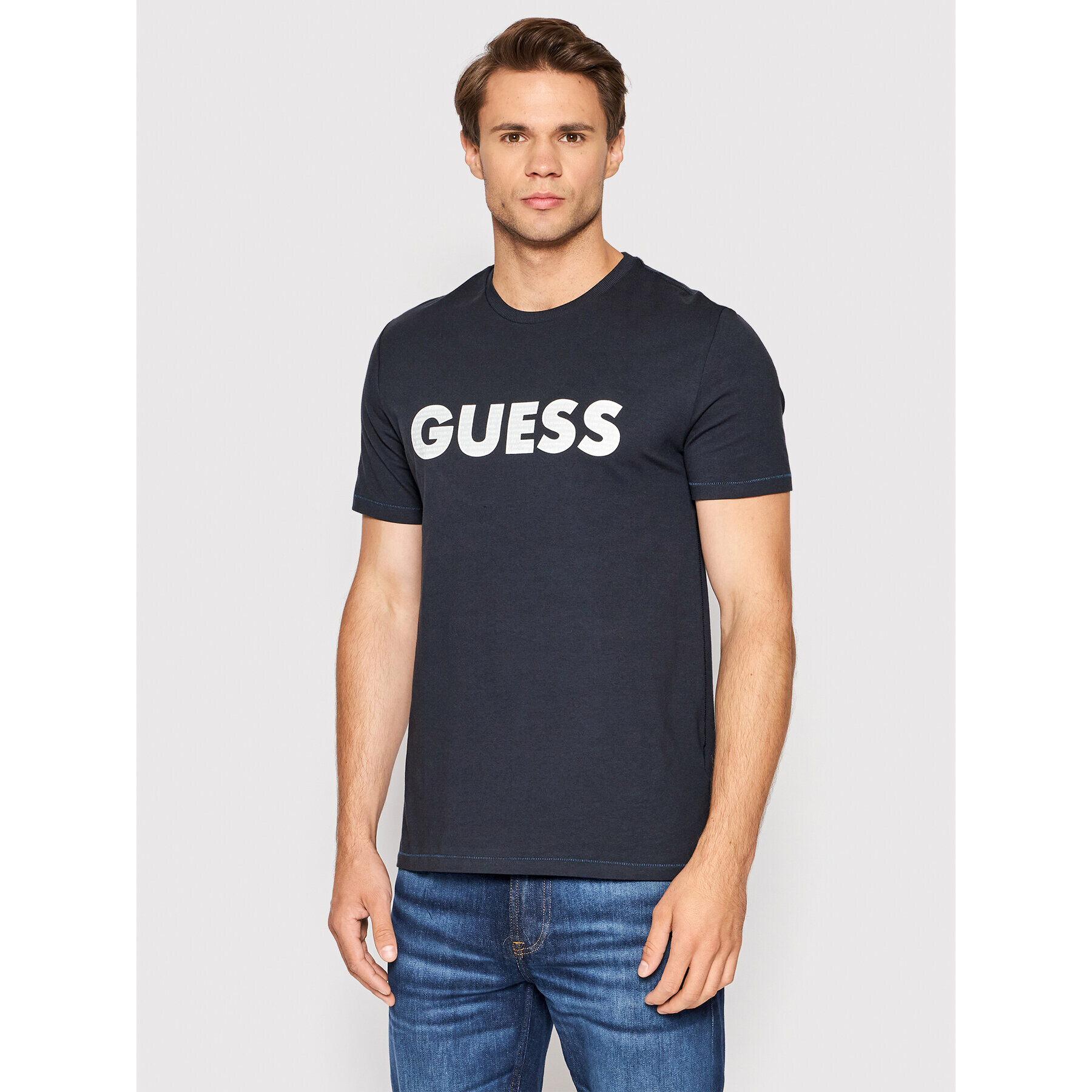 Guess Tricou M2YI42 J1311 Bleumarin Slim Fit - Pled.ro