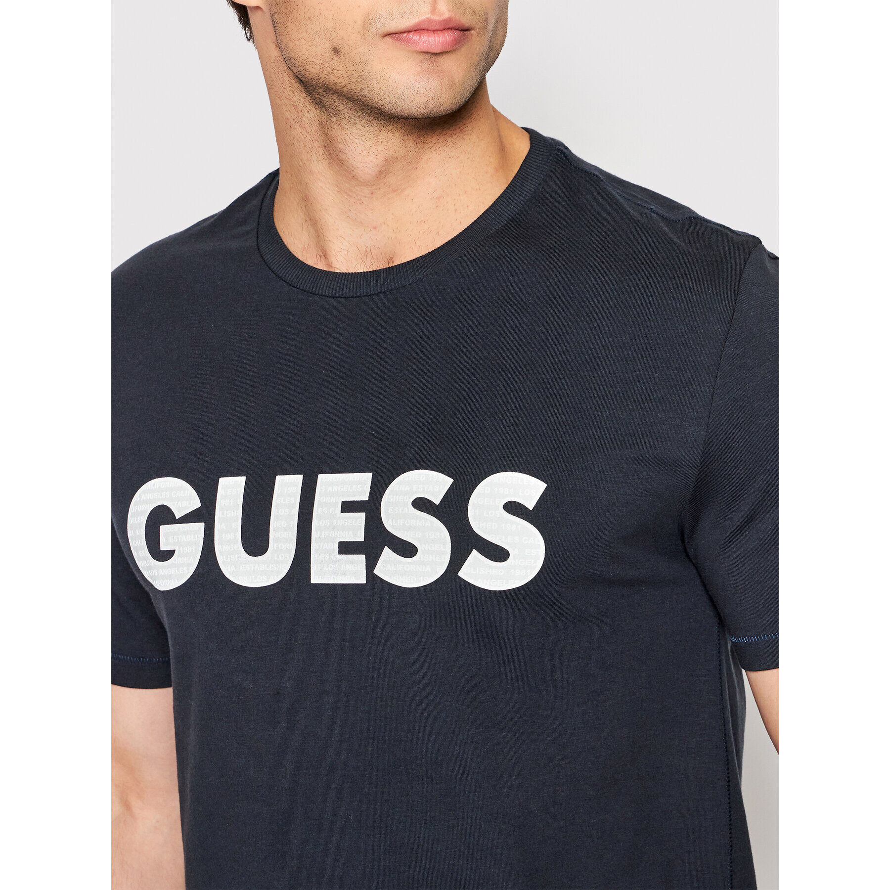 Guess Tricou M2YI42 J1311 Bleumarin Slim Fit - Pled.ro