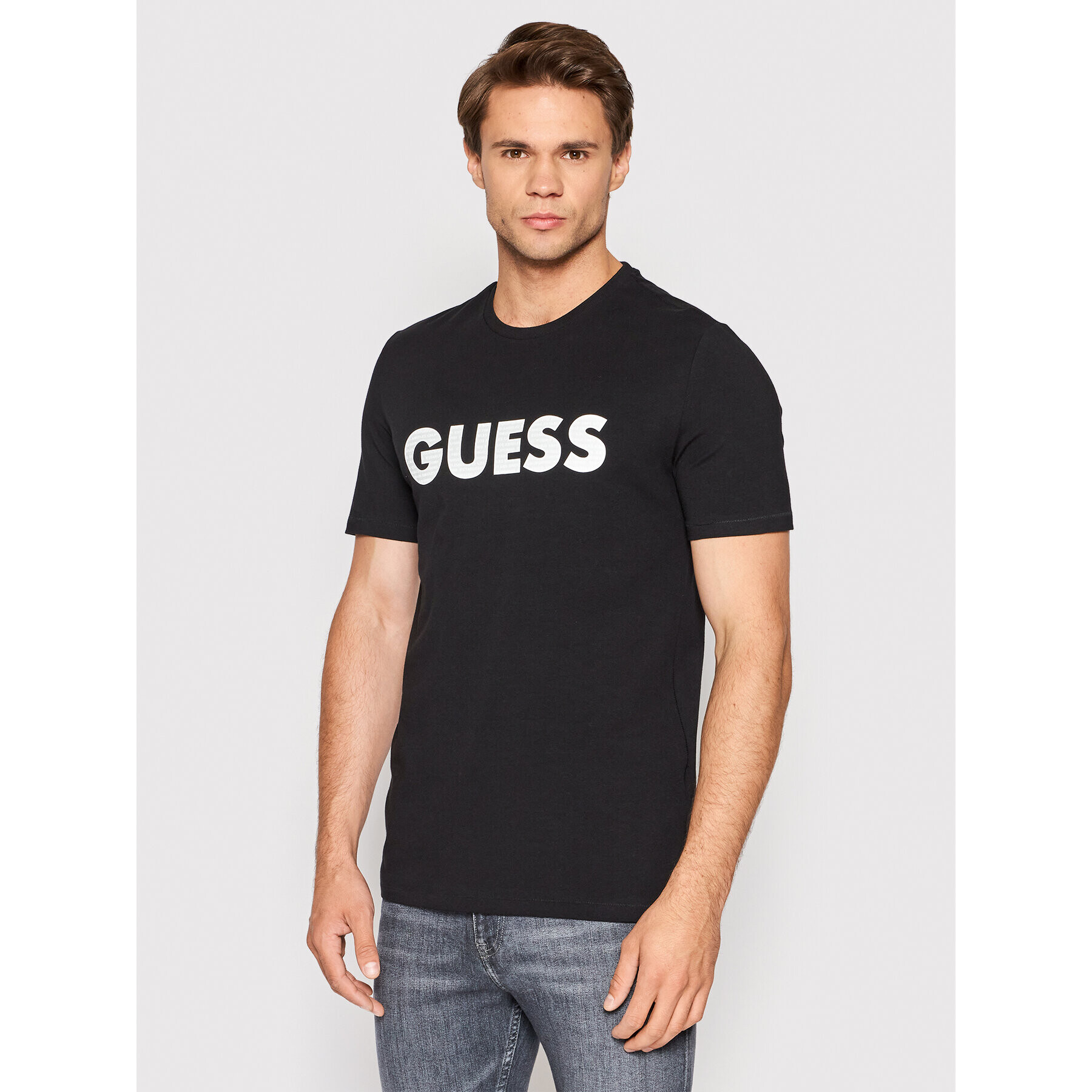 Guess Tricou M2YI42 J1311 Negru Slim Fit - Pled.ro