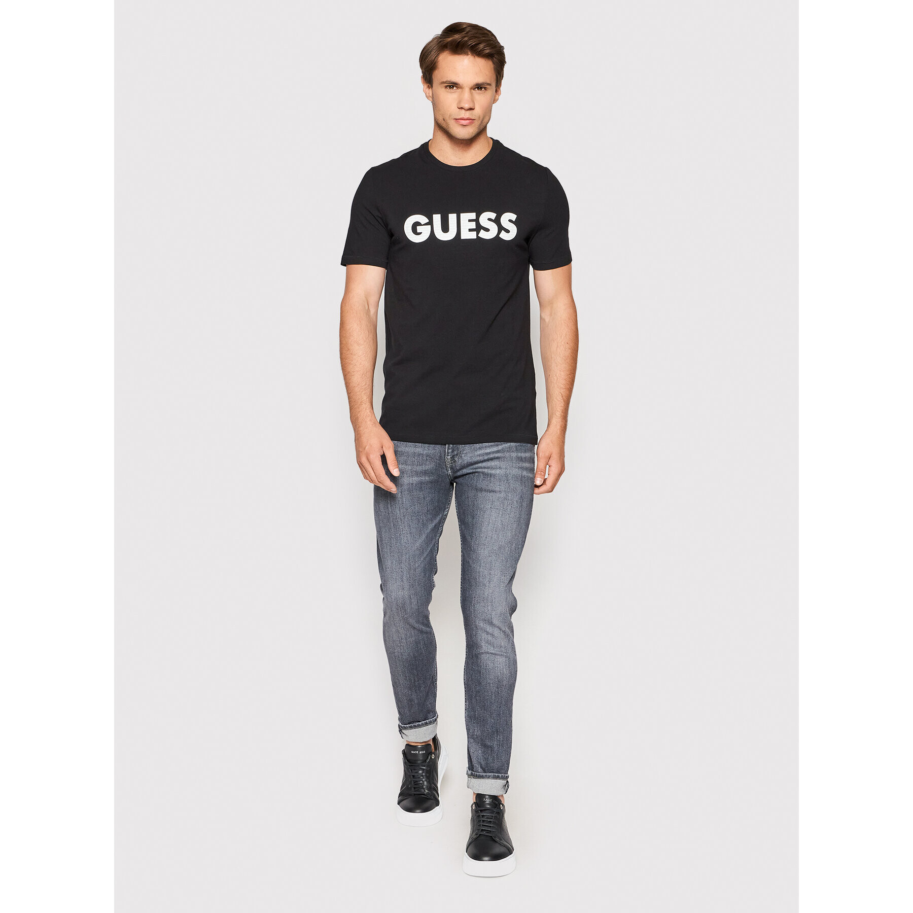 Guess Tricou M2YI42 J1311 Negru Slim Fit - Pled.ro