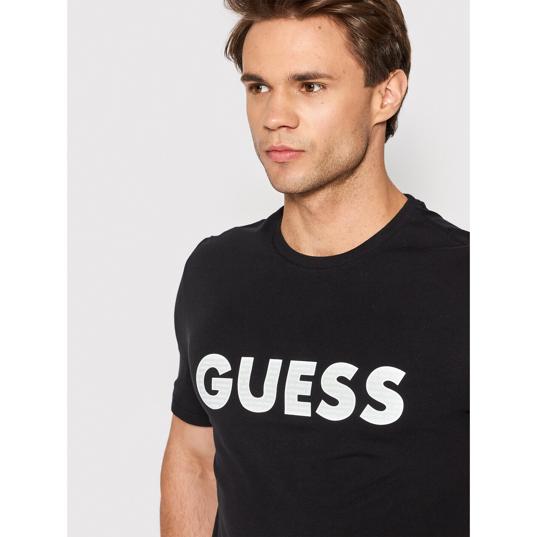 Guess Tricou M2YI42 J1311 Negru Slim Fit - Pled.ro