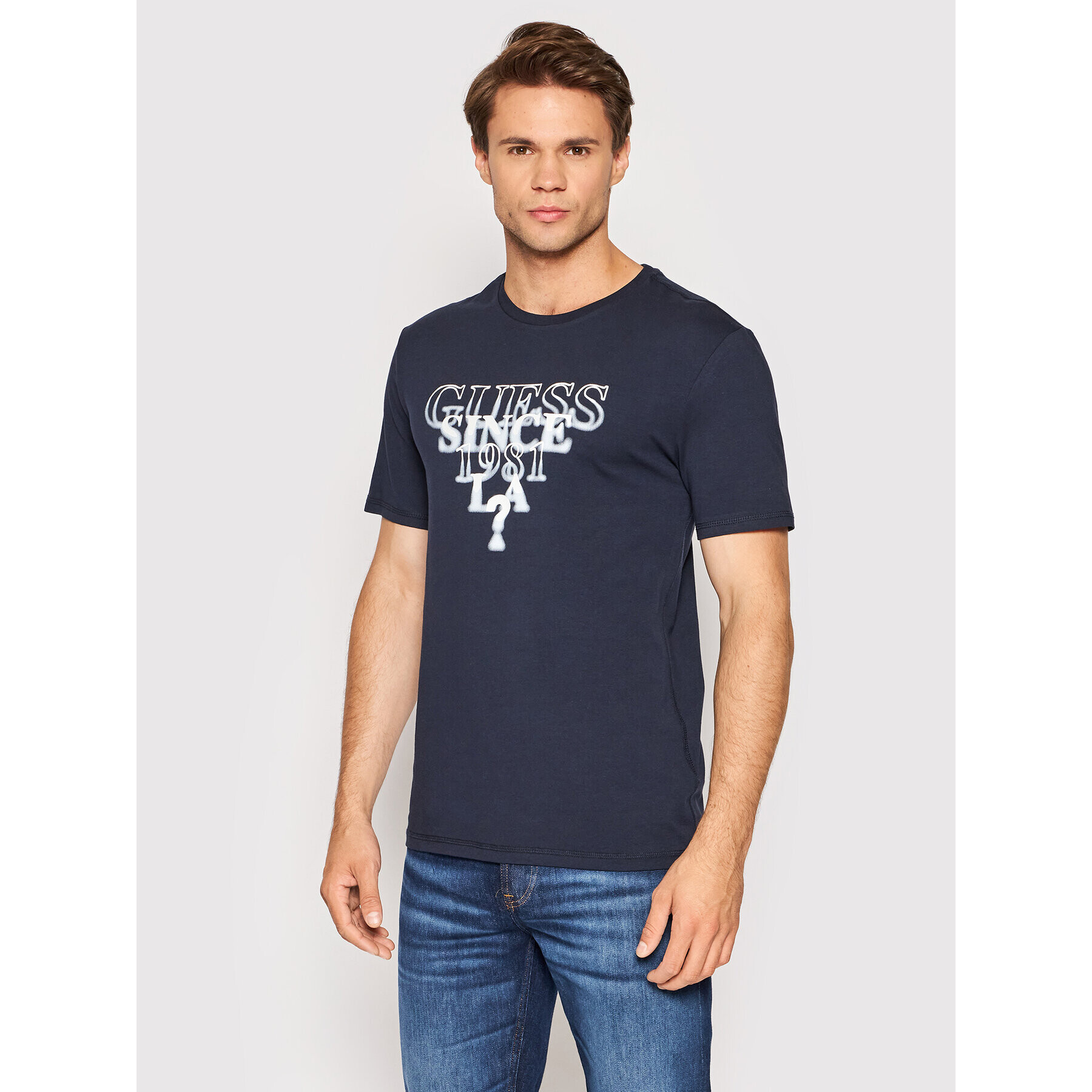 Guess Tricou M2YI44 J1311 Bleumarin Slim Fit - Pled.ro