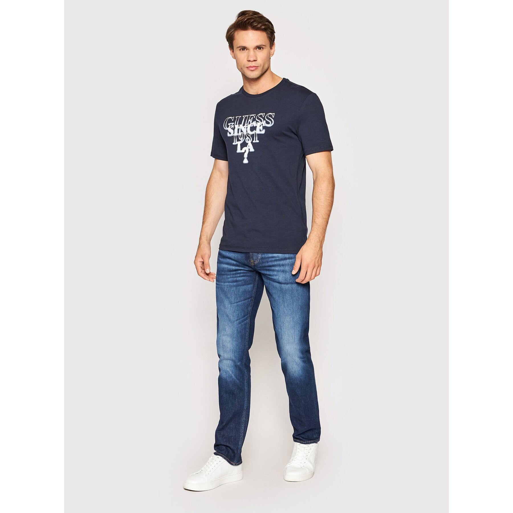 Guess Tricou M2YI44 J1311 Bleumarin Slim Fit - Pled.ro