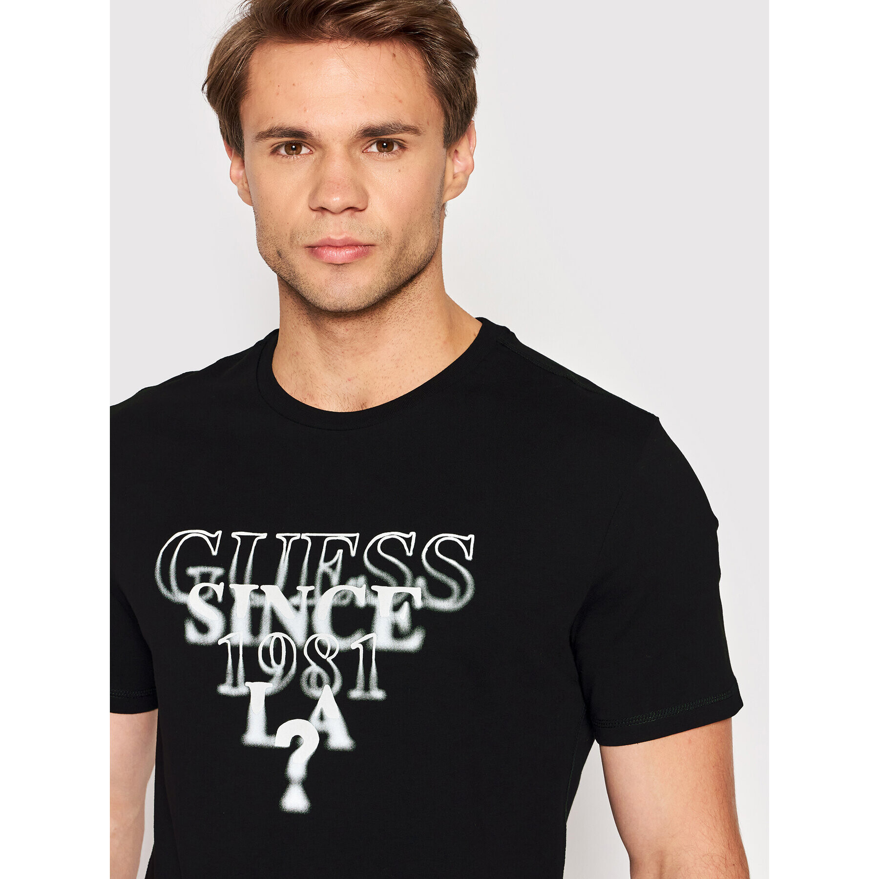 Guess Tricou M2YI44 J1311 Negru Slim Fit - Pled.ro