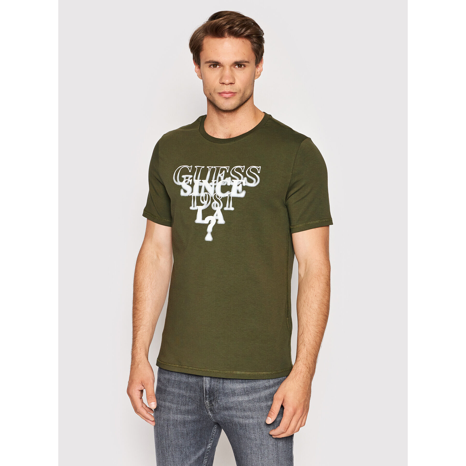 Guess Tricou M2YI44 J1311 Verde Slim Fit - Pled.ro